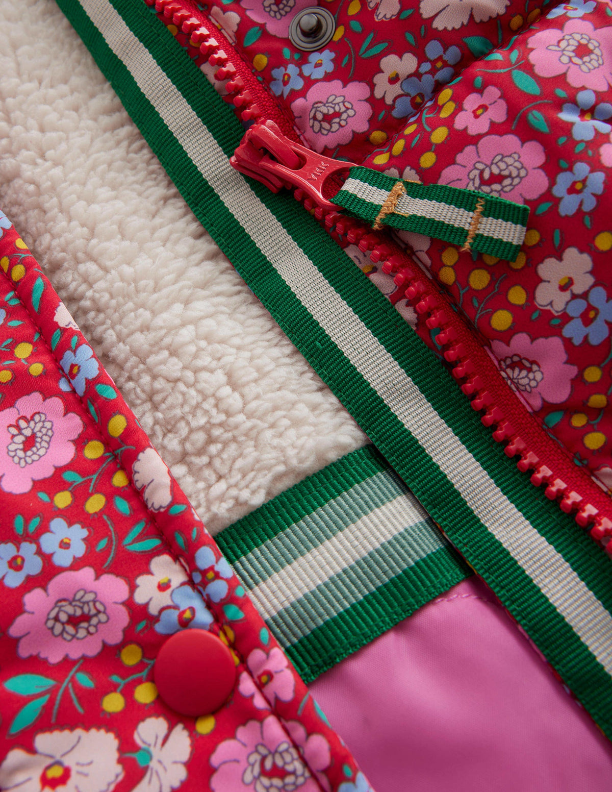 Longline Padded Coat-Brilliant Red Flowerbed-3