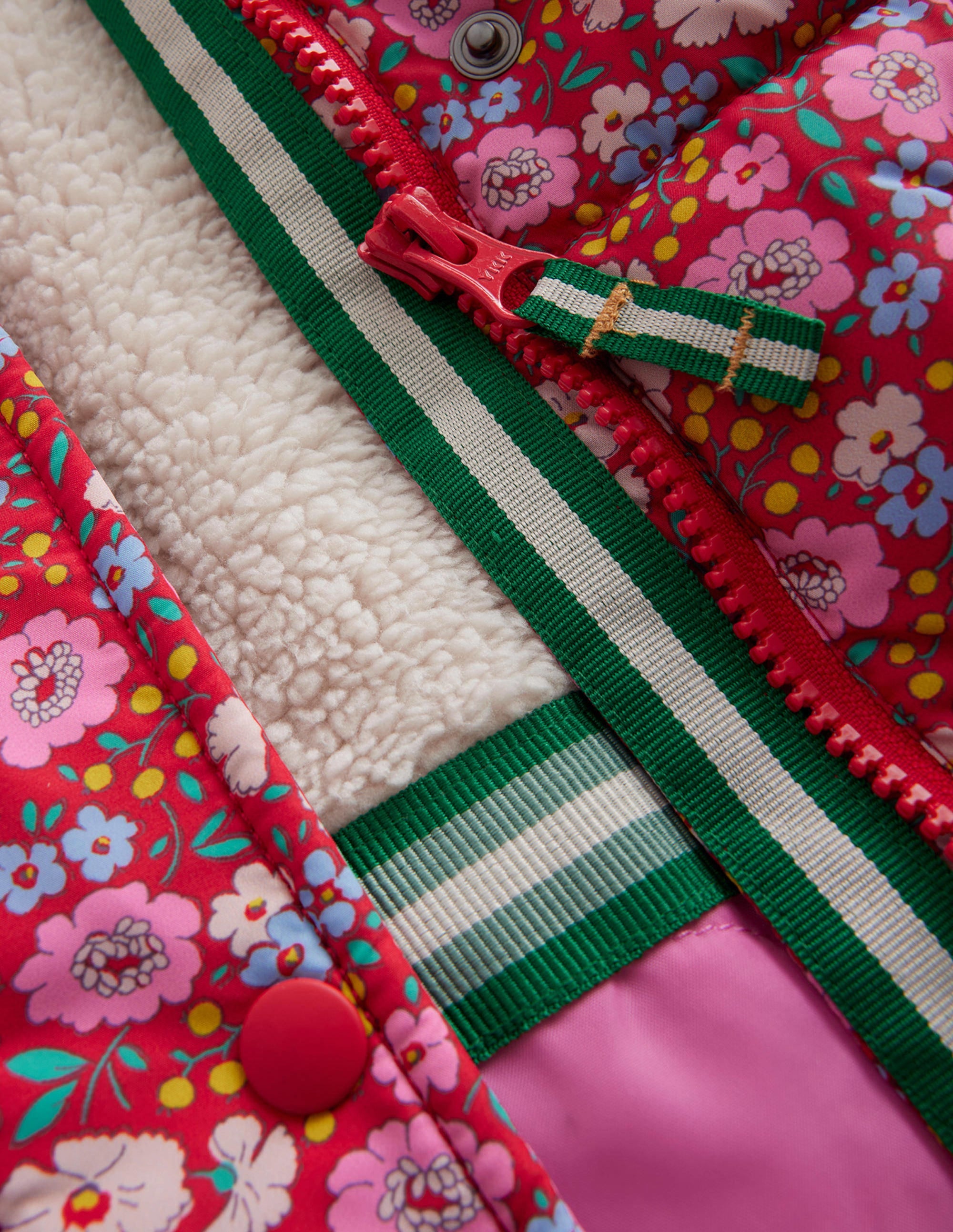 Longline Padded Coat-Brilliant Red Flowerbed - Image 3