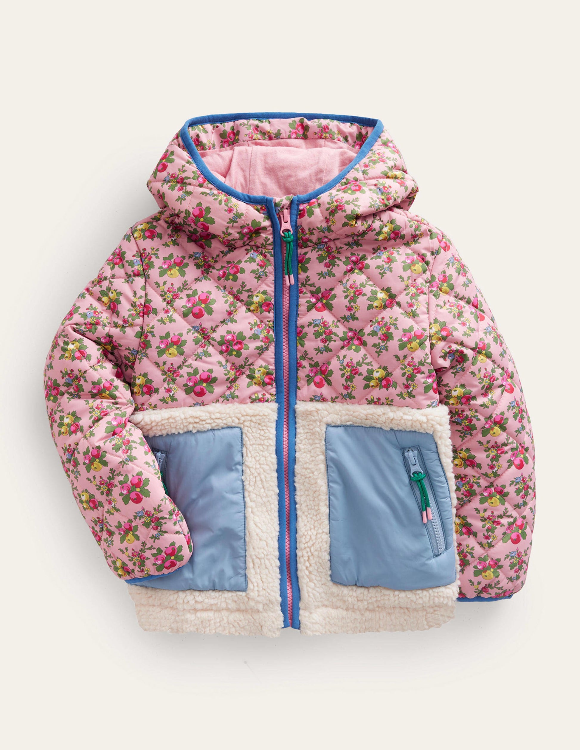Borg Mix Jacket-Vintage Pink-1