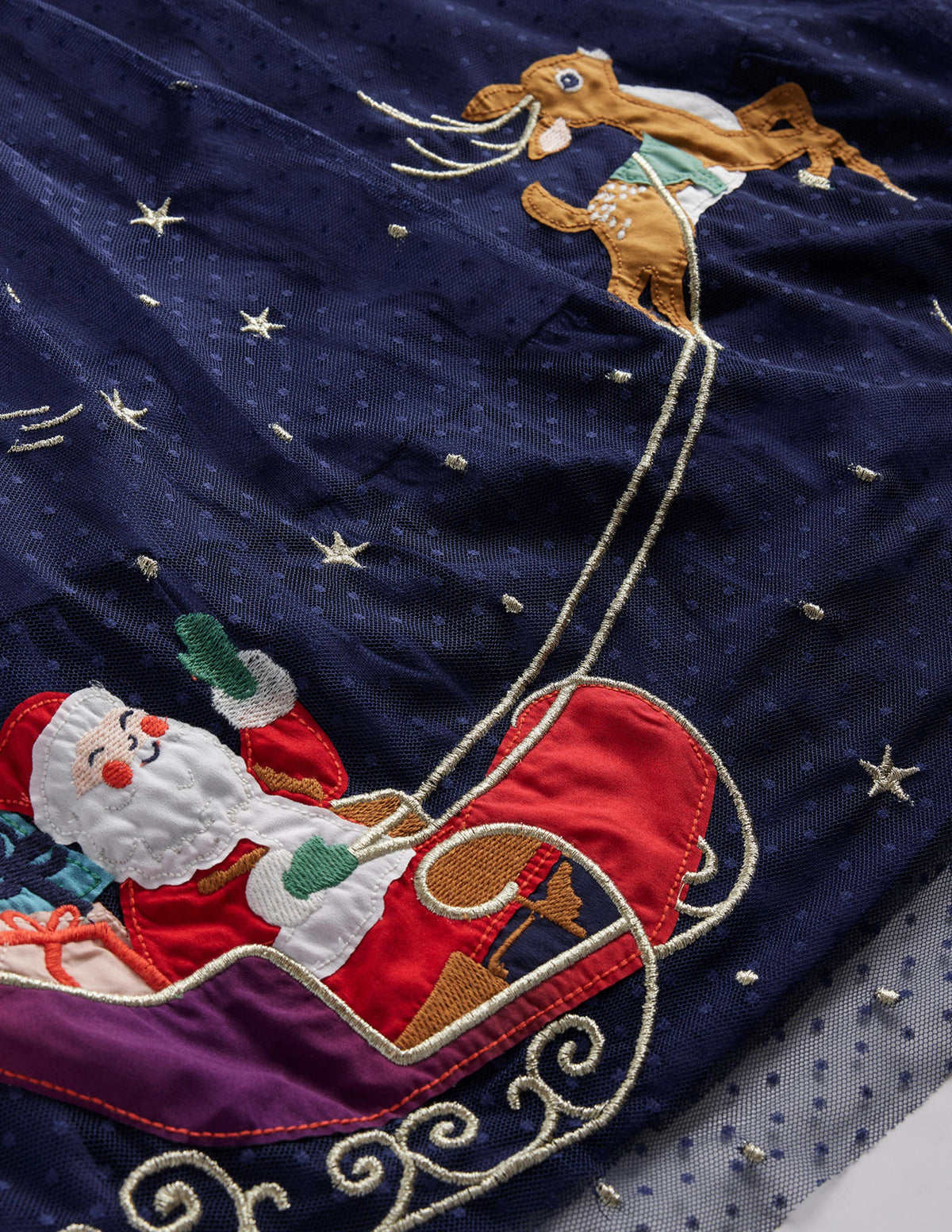 Jersey Tulle Applique Dress-College Navy Sleigh-3