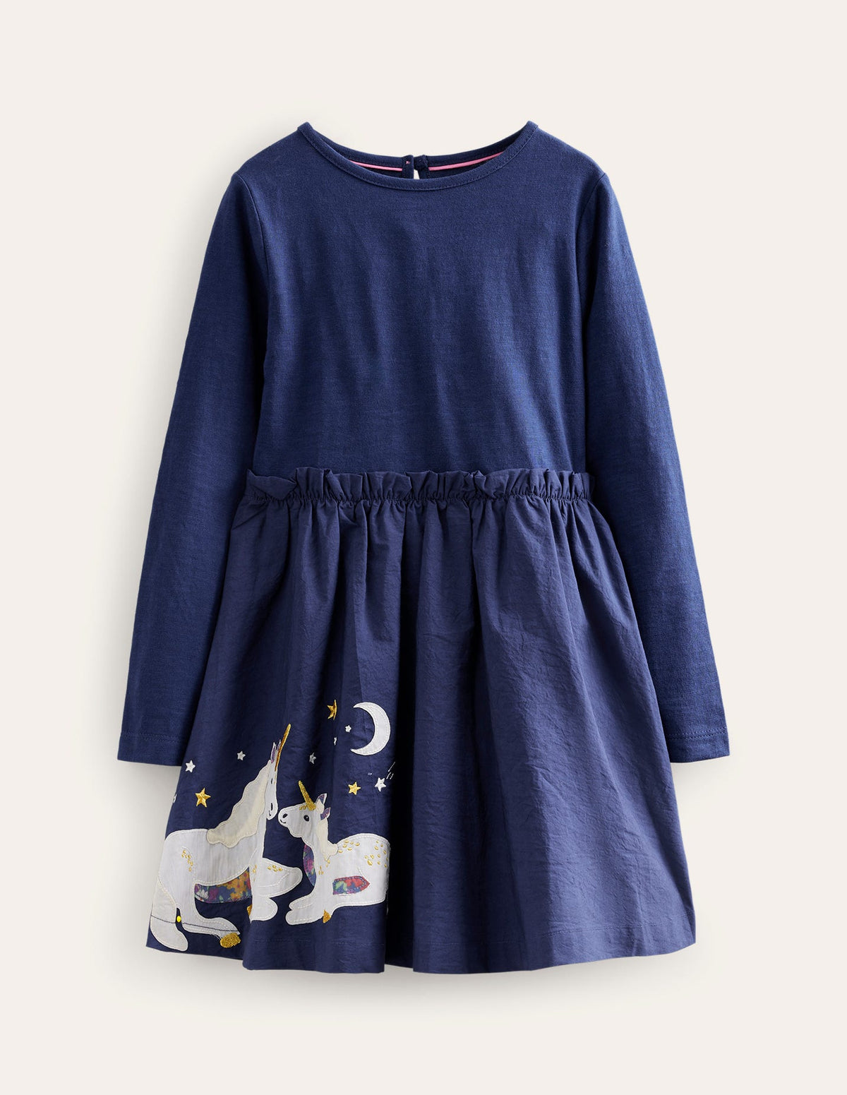 Jersey Woven Applique Dress-College Navy - Image 1