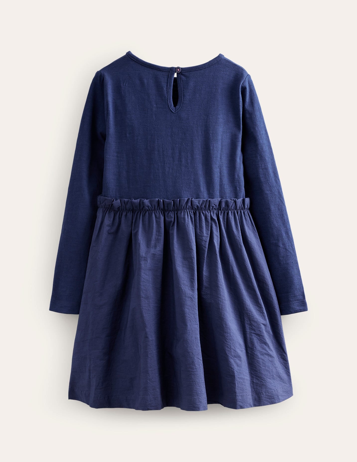 Jersey Woven Applique Dress-College Navy