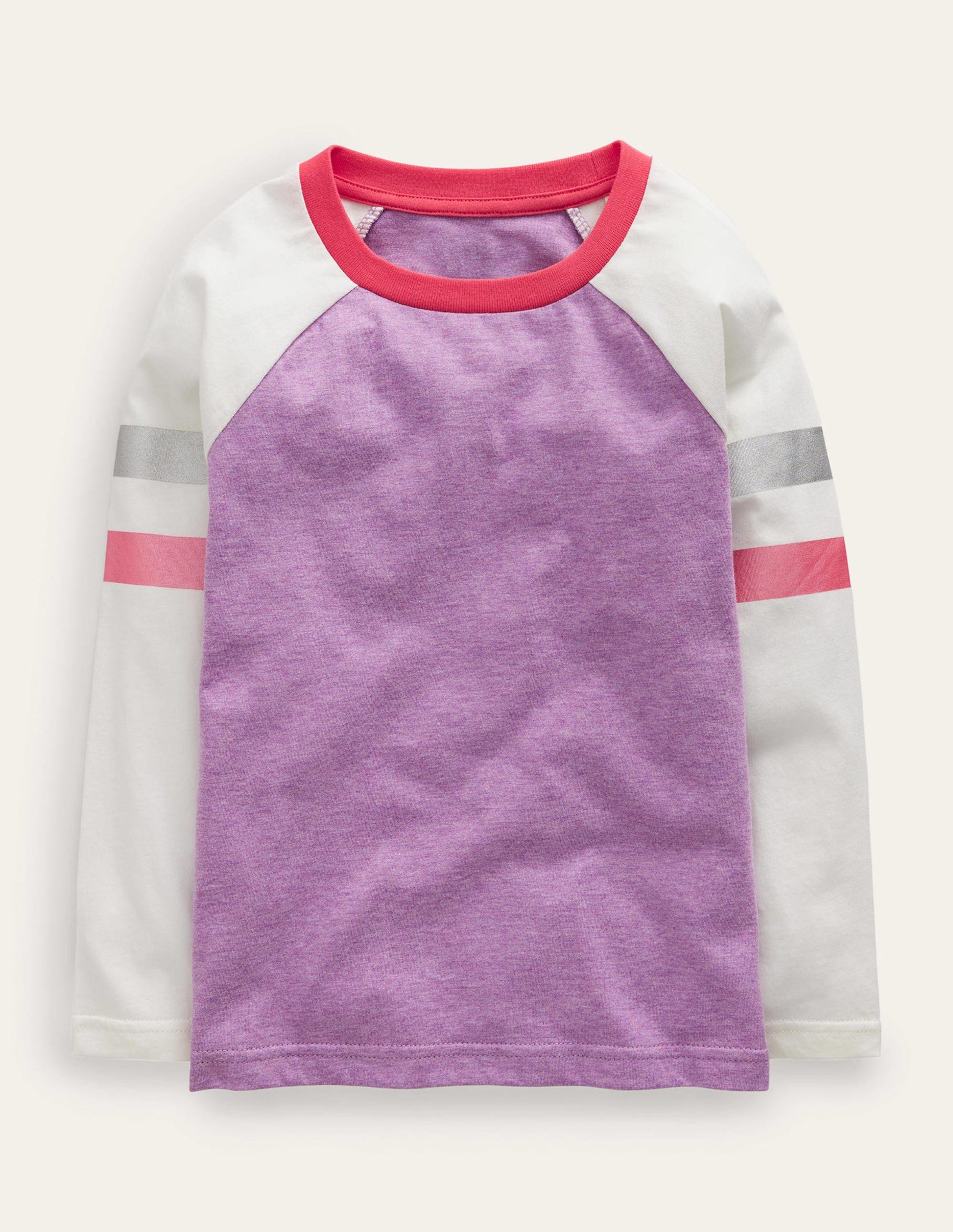 Colourblock Raglan T-shirt-Wisteria Purple/Oatmeal Marl-1