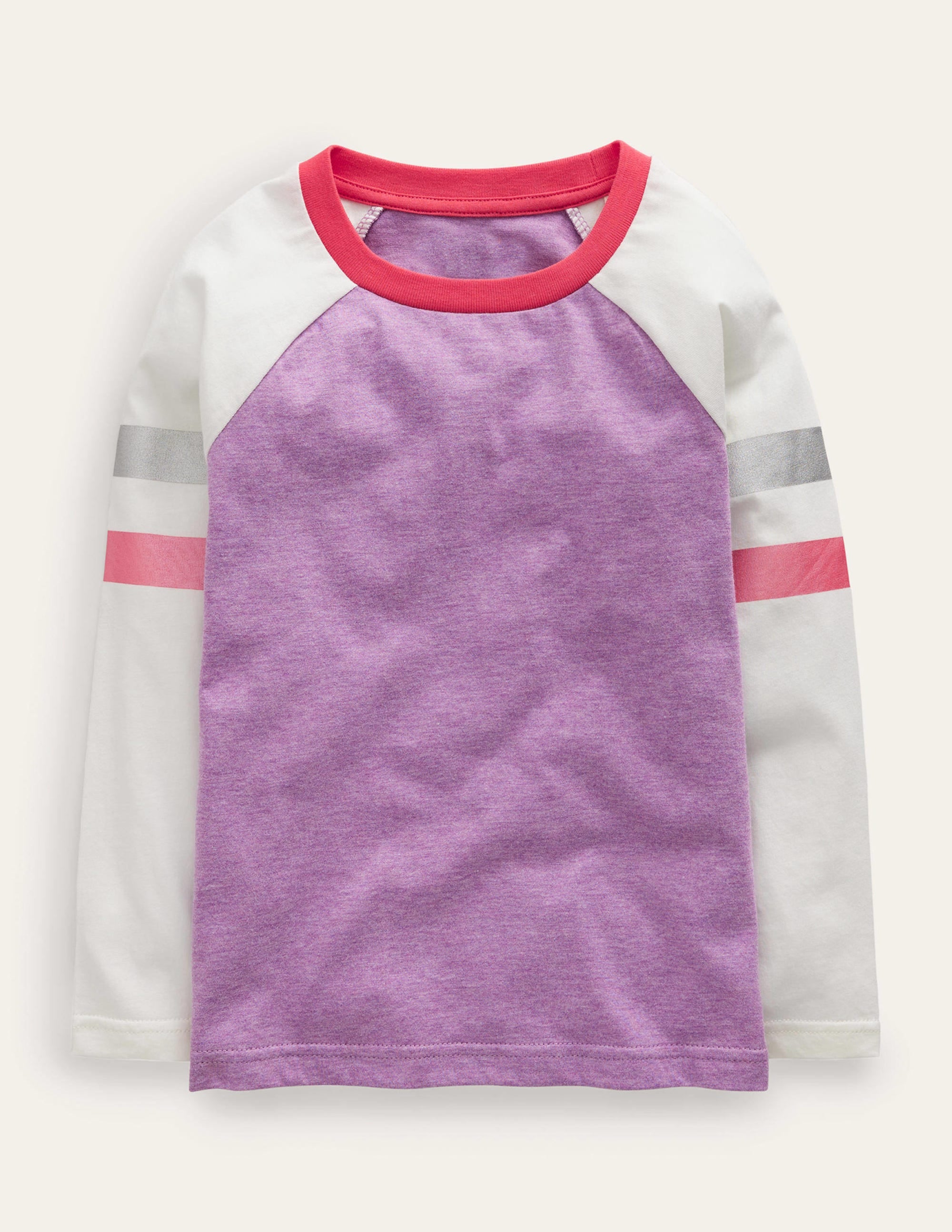 Colourblock Raglan T-shirt-Wisteria Purple/Oatmeal Marl - Image 1
