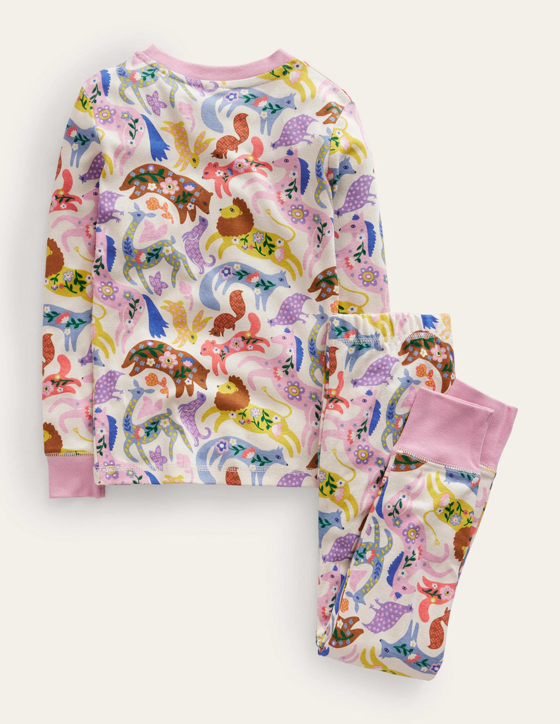 Snug Long John Pajamas-Multi Folk Freinds-2
