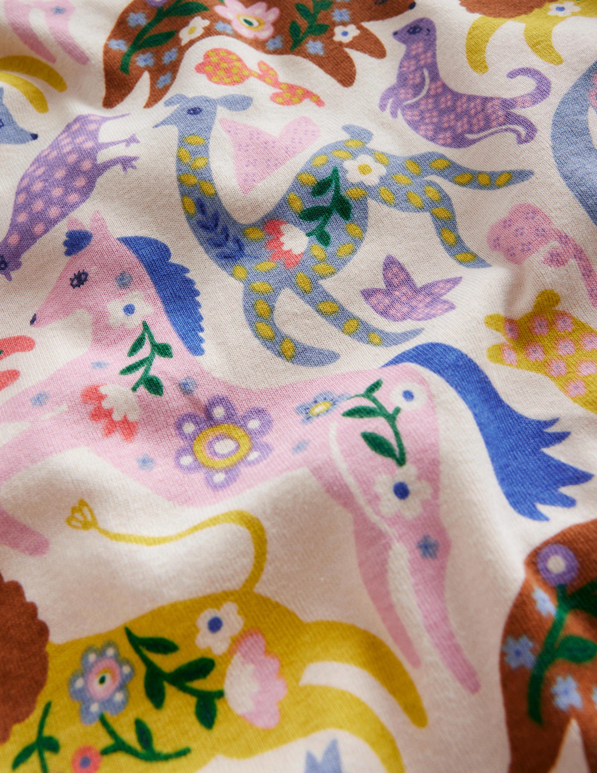 Snug Long John Pajamas-Multi Folk Freinds - Image 3