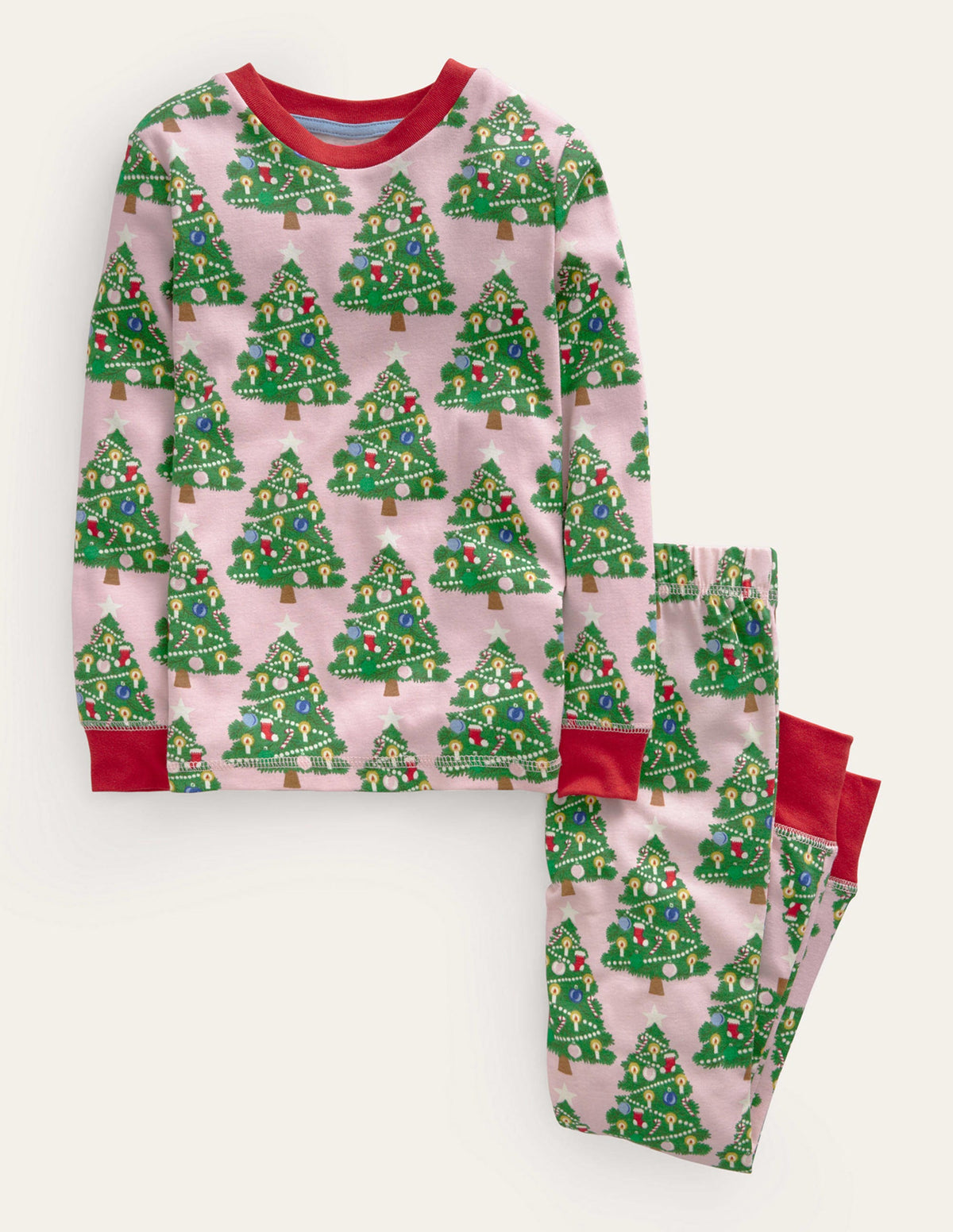 Snug Glow-In-The-Dark Pajamas-Boto Pink Christmas Trees - Image 1