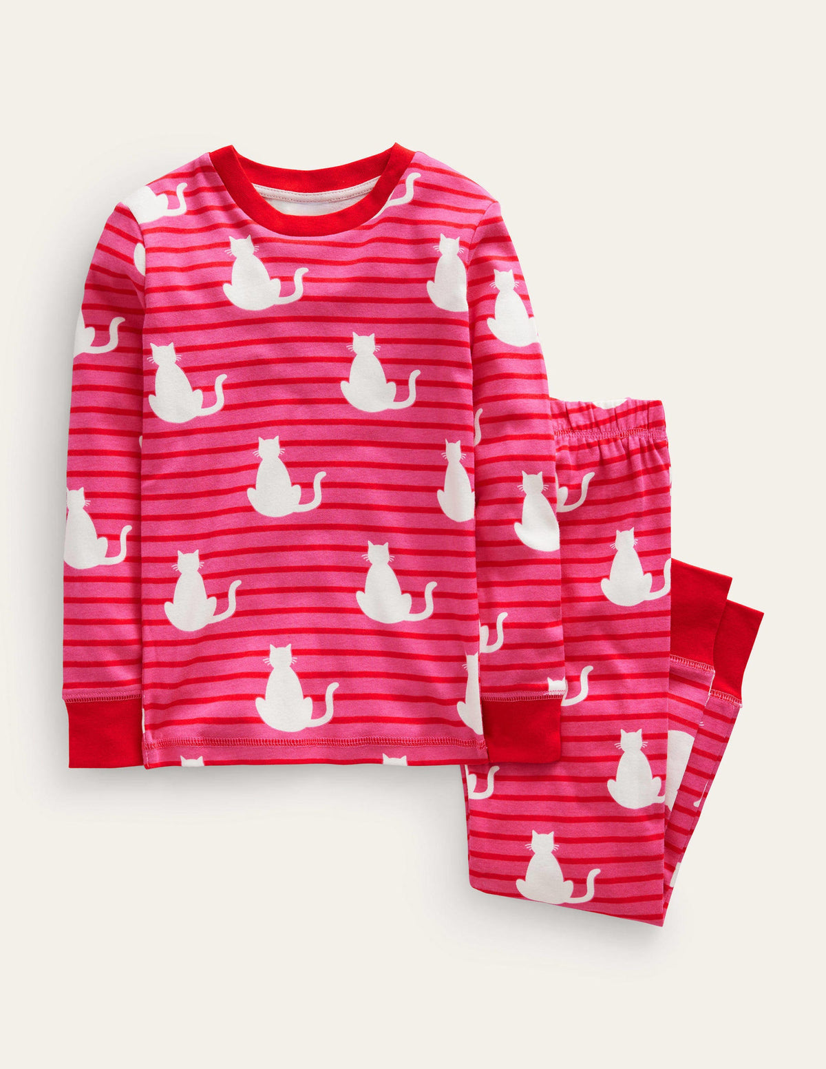 Snug Glow-In-The-Dark Pajamas-Pink Cats-1