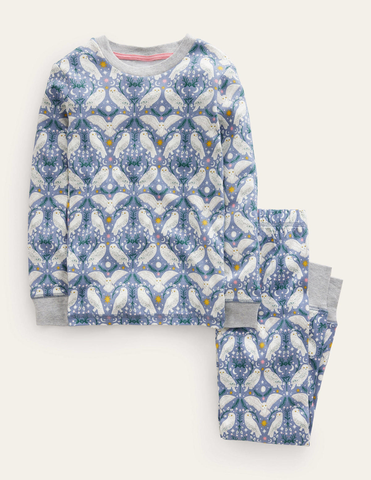 Snug Glow-In-The-Dark Pajamas-Ash Blue Owls-1