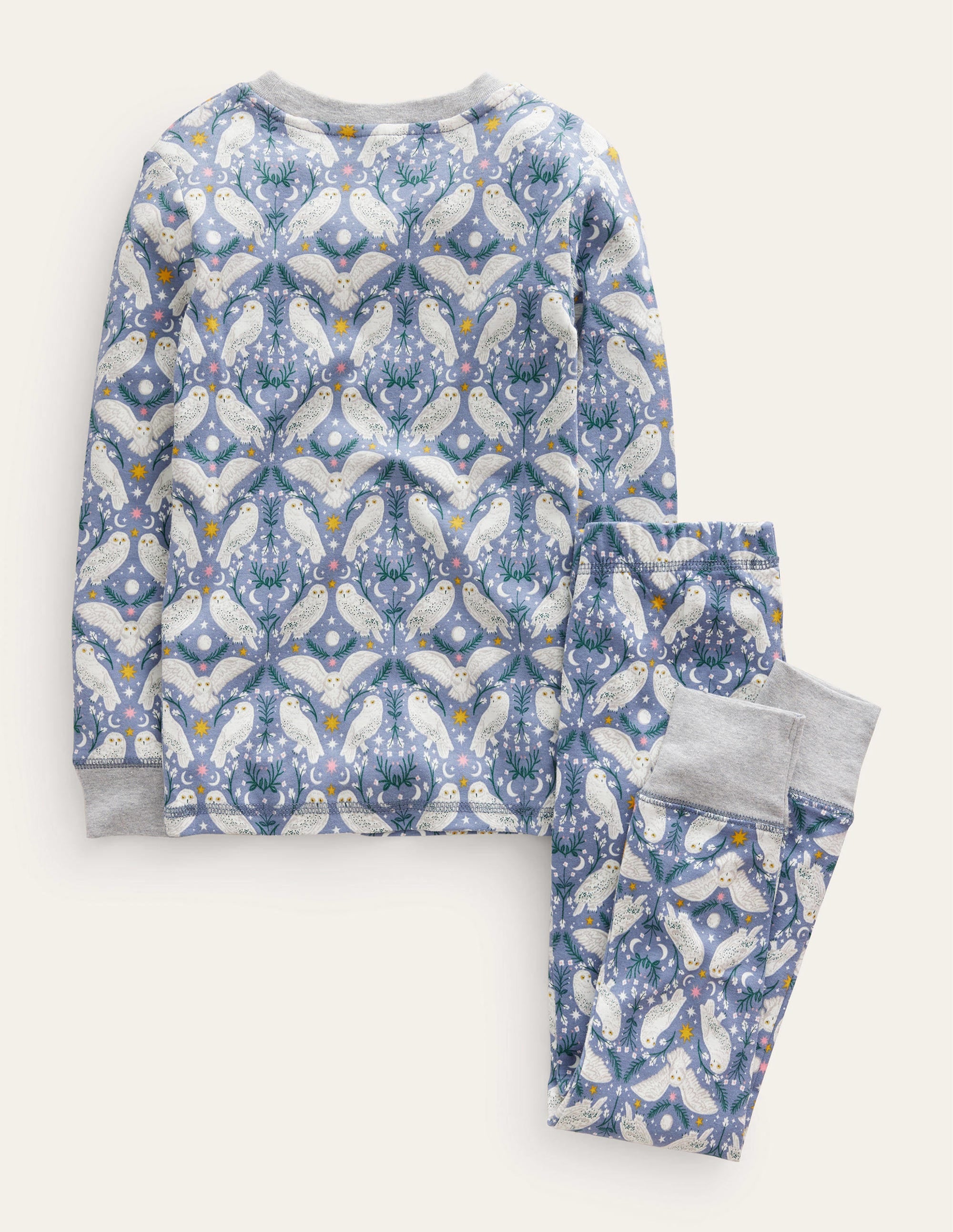 Snug Glow-In-The-Dark Pajamas-Ash Blue Owls - Image 2