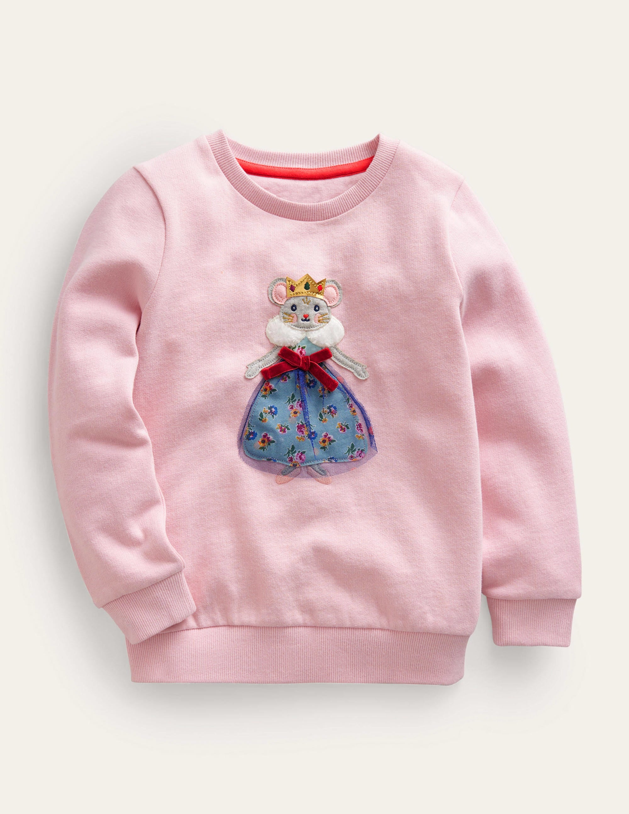 Cosy Applique Sweatshirt-French Pink Mouse - Image 1