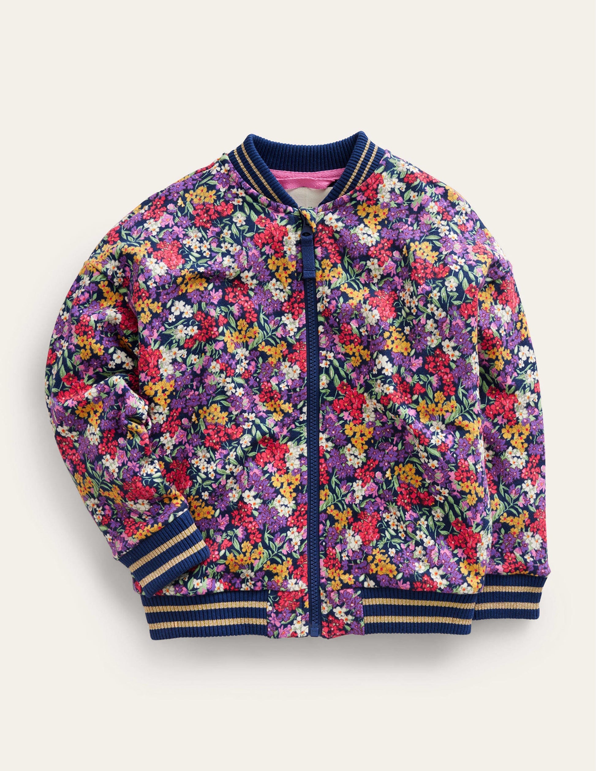 Jersey Printed Bomber-Multi Bloom-1