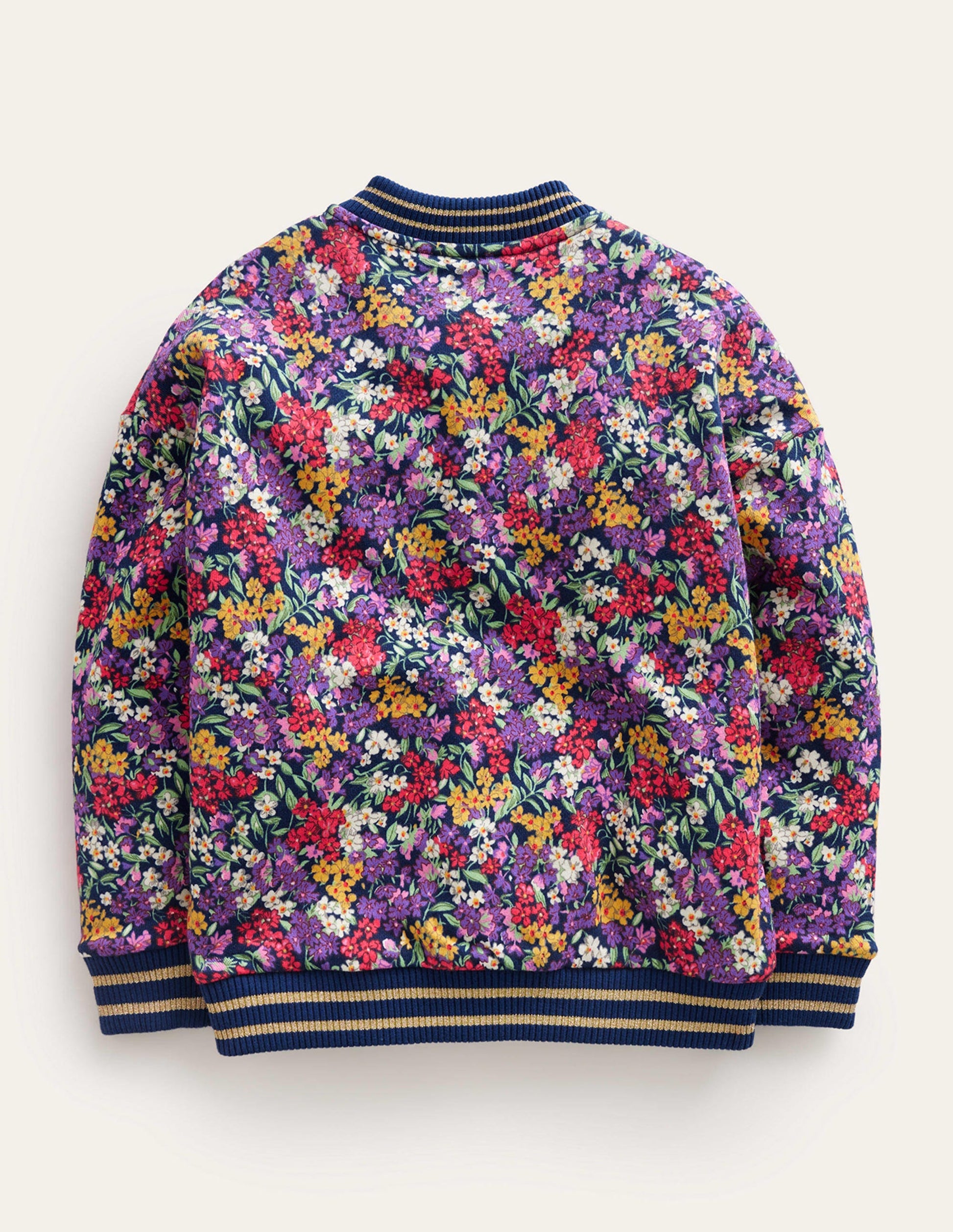 Jersey Printed Bomber-Multi Bloom-2