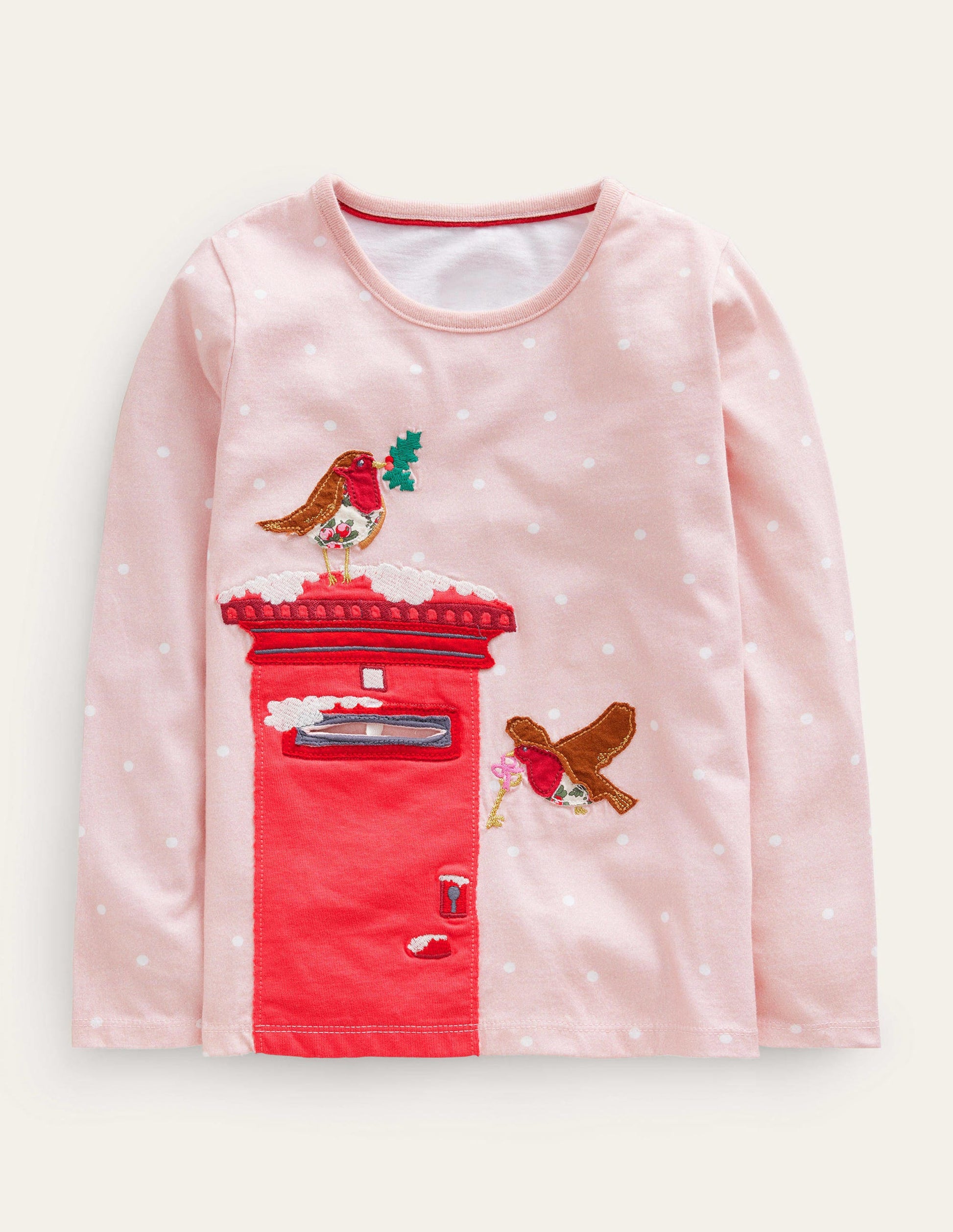 Postbox Appliqué Cotton Top-Boto Pink Spot-1