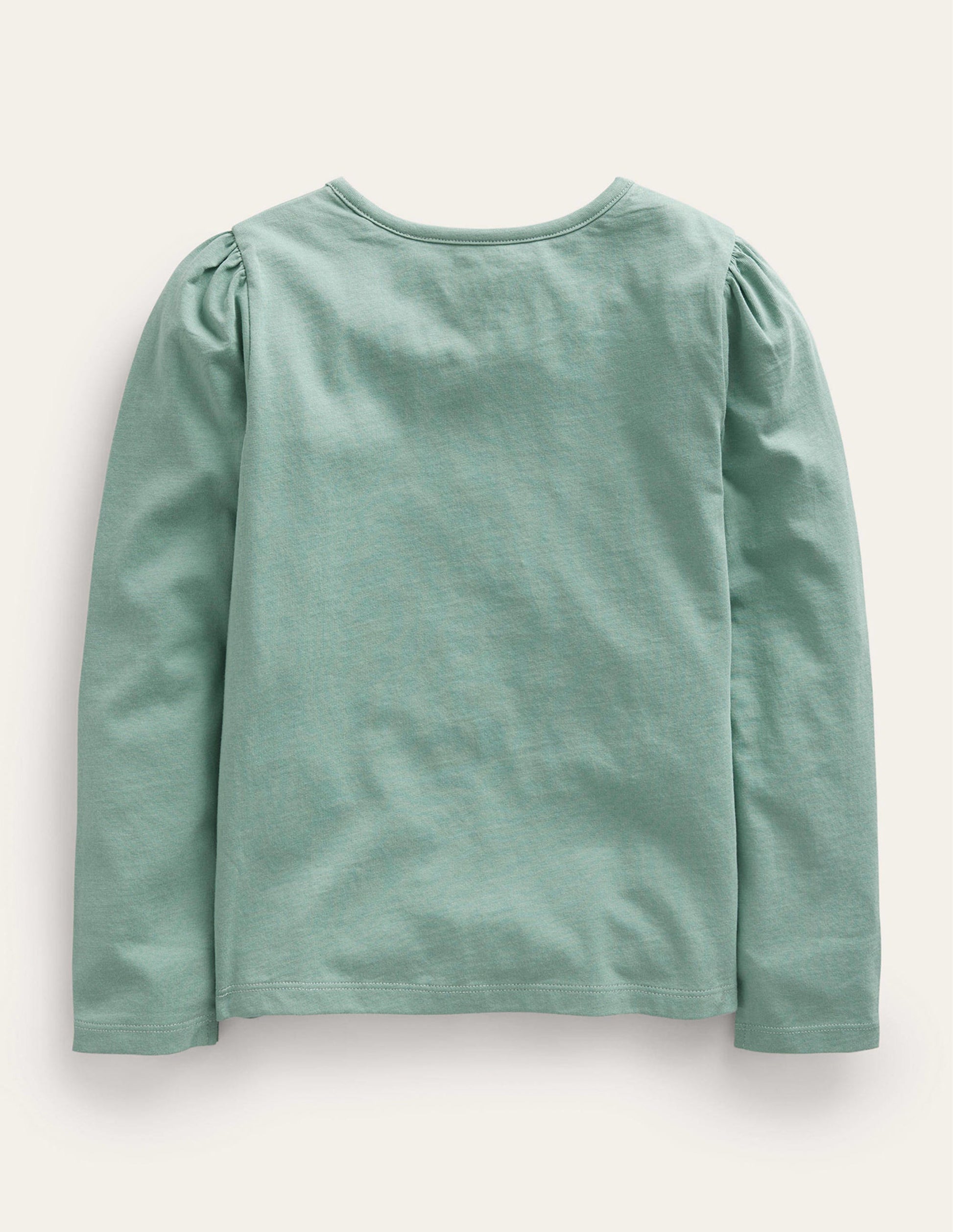 Appliqué Puff-Sleeve Top-Green Smoke Hedgehog-2