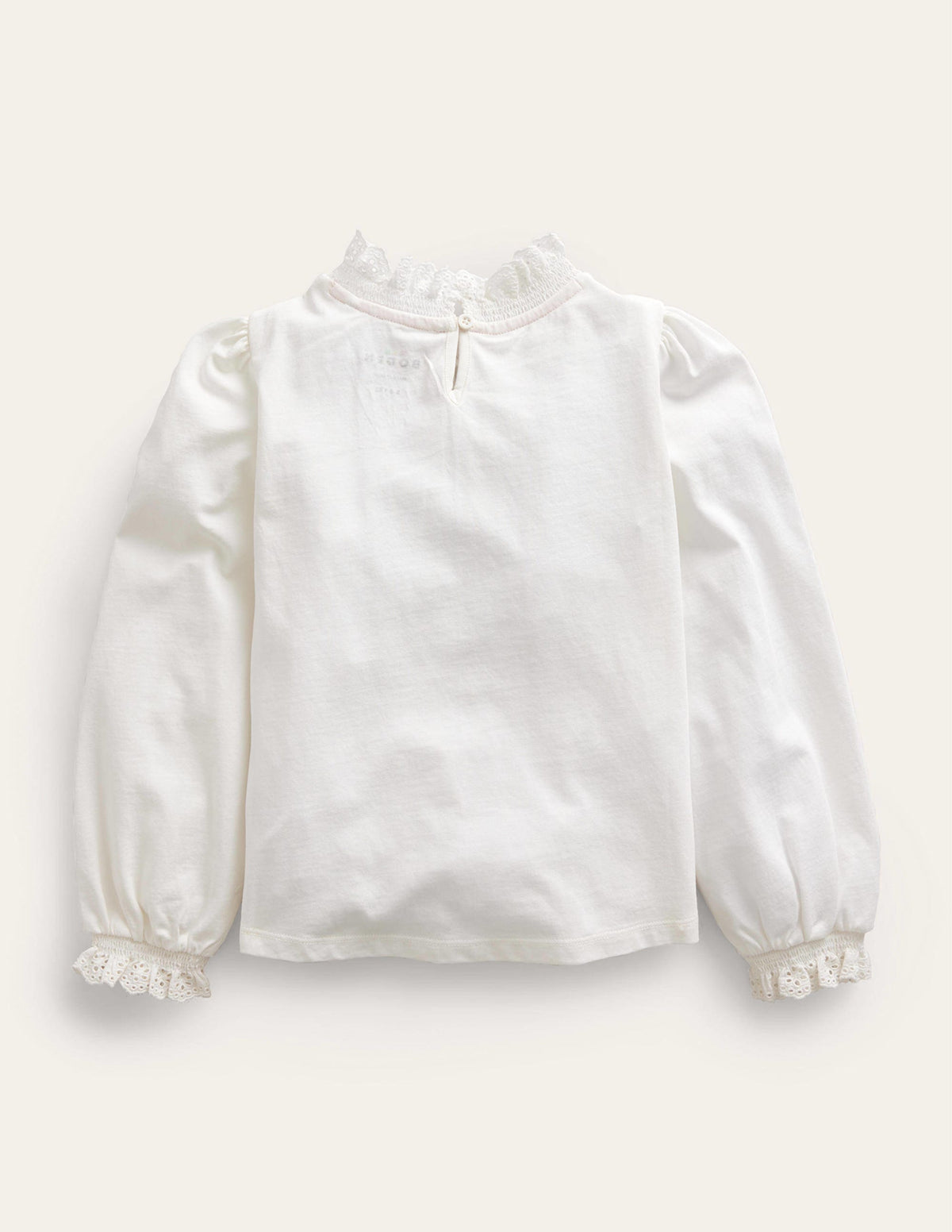 Lace Neck Jersey Blouse-Ivory - Image 2
