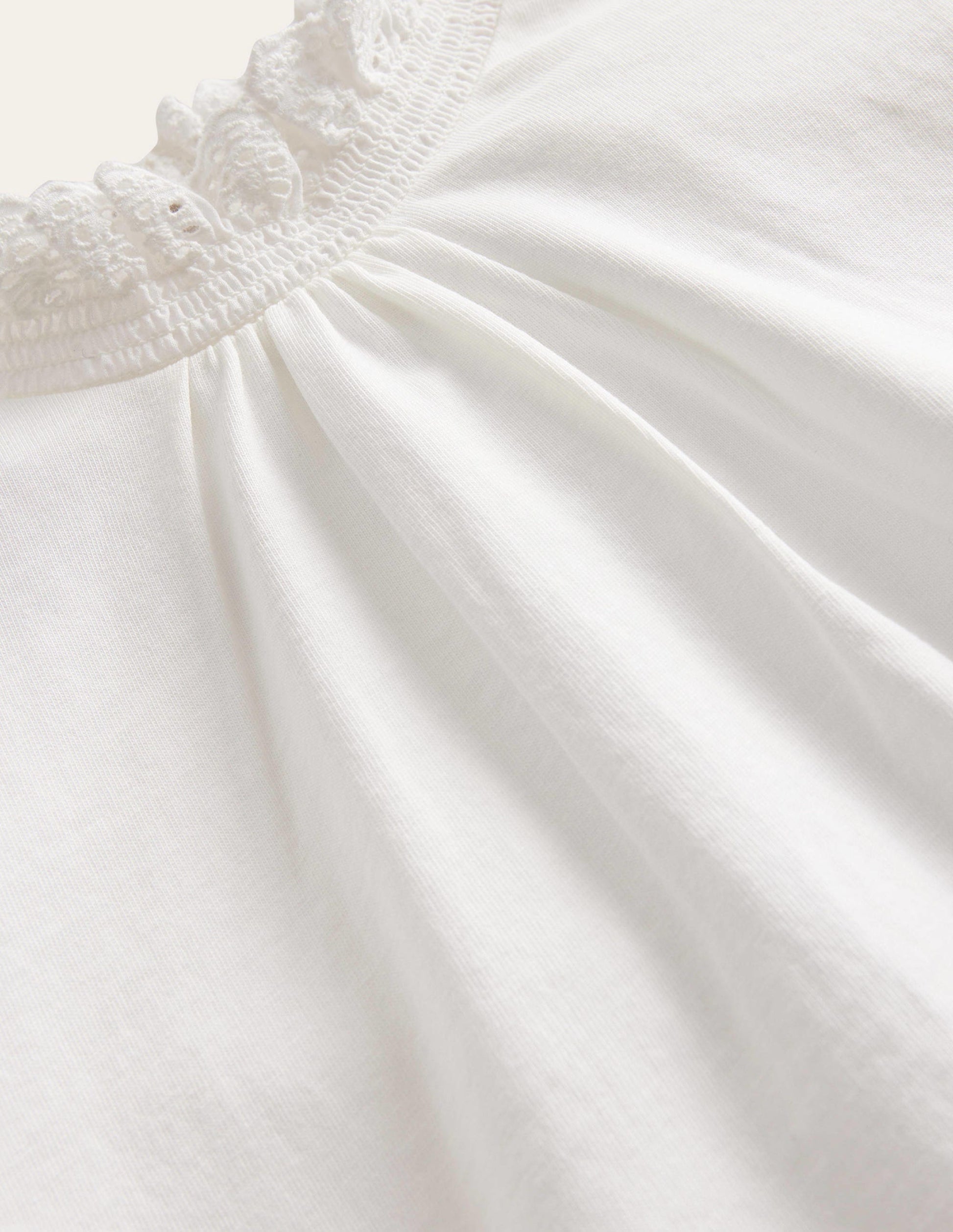 Lace Neck Jersey Blouse-Ivory-3