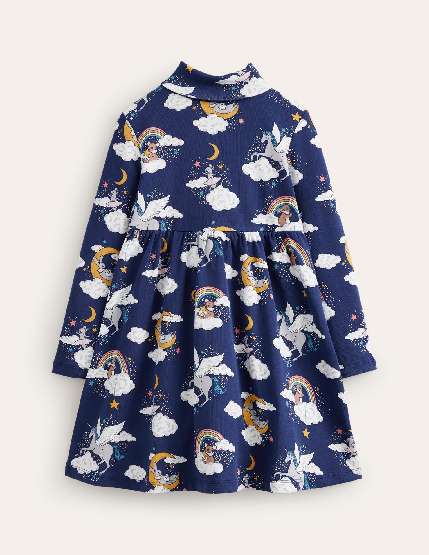 Roll Neck Jersey Dress-College Navy Magical Sky-1