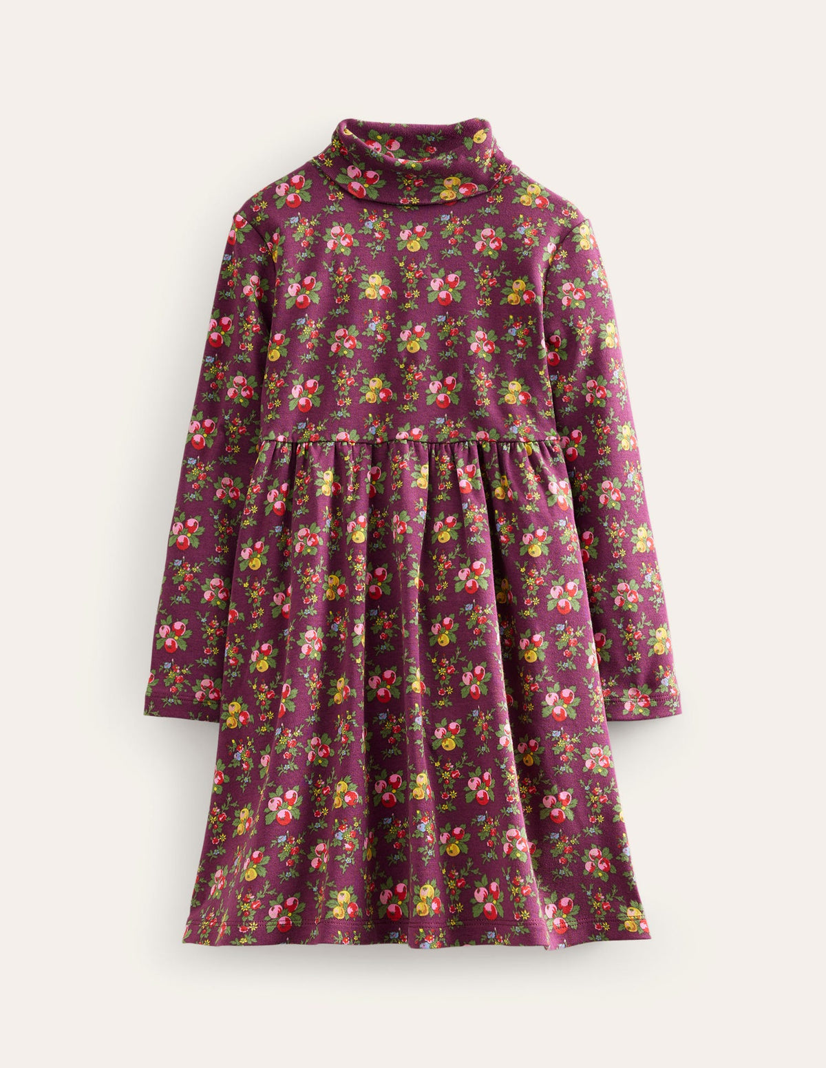 Roll Neck Jersey Dress-Berry Purple Orchard - Image 1