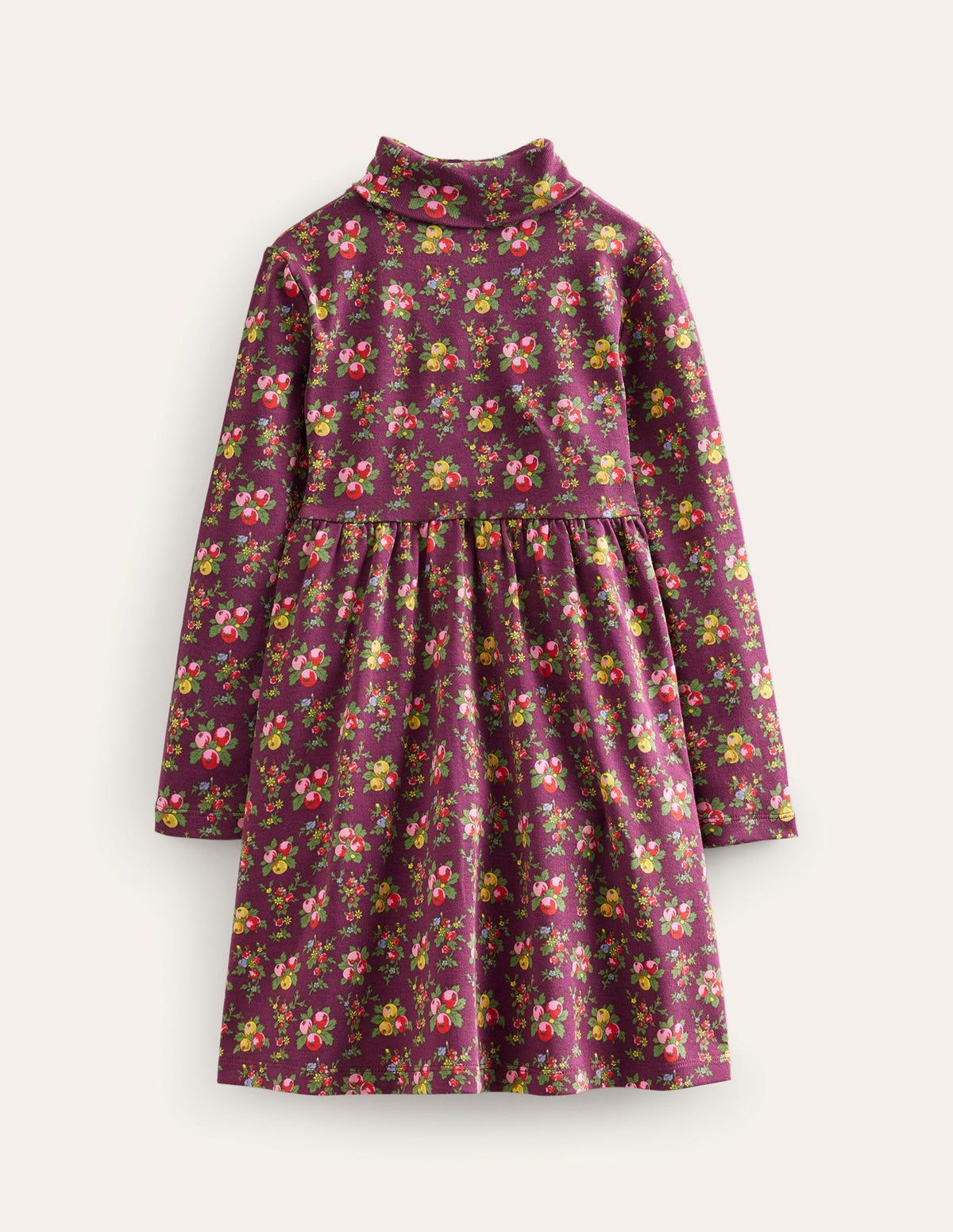 Roll Neck Jersey Dress-Berry Purple Orchard - Image 2
