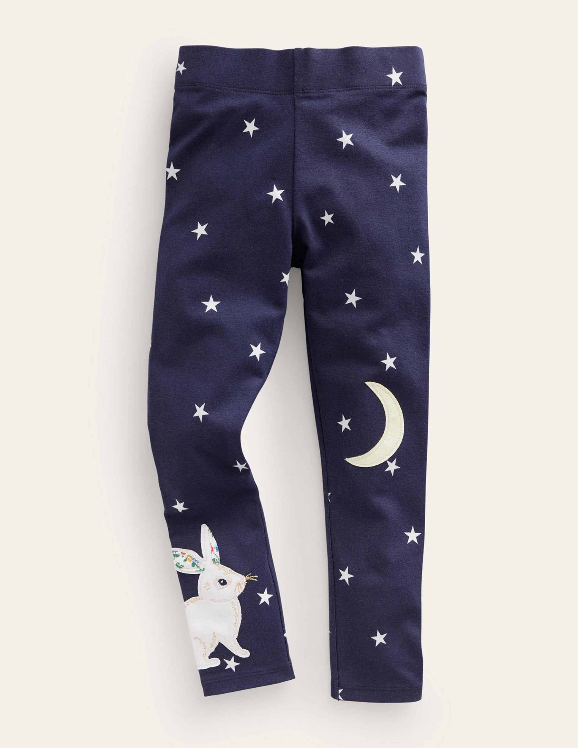 Appliqué Leggings-French Navy Stars Bunny-1