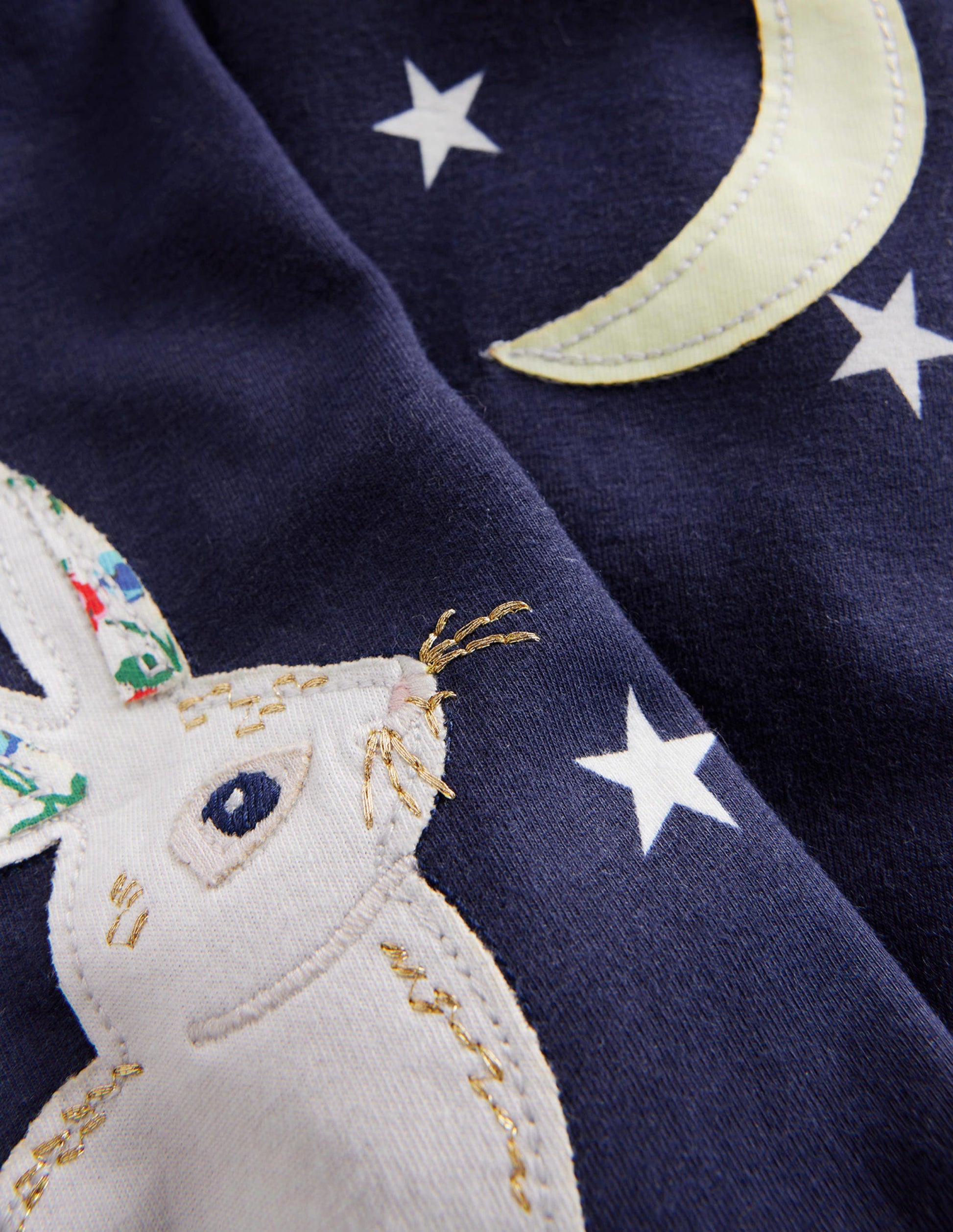 Appliqué Leggings-French Navy Stars Bunny-3