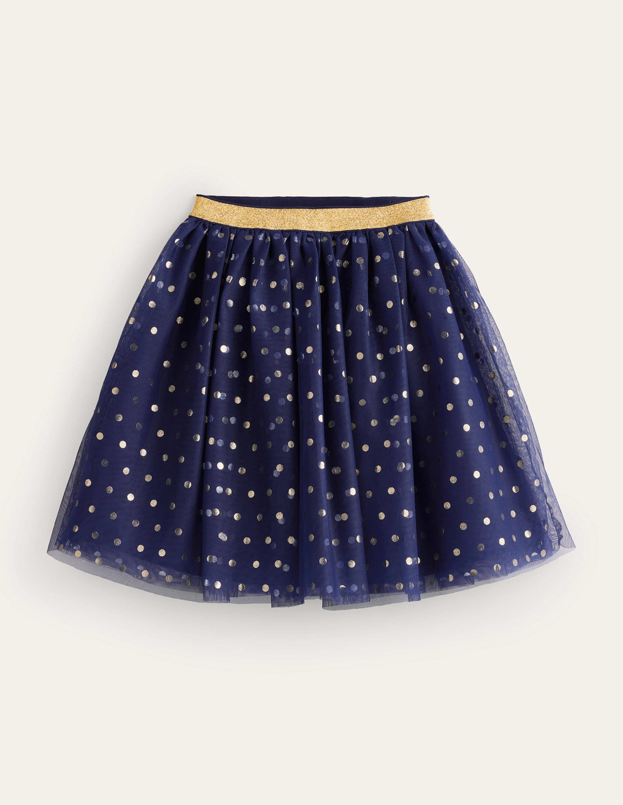 Tulle Metallic Midi Skirt-College Navy - Image 1