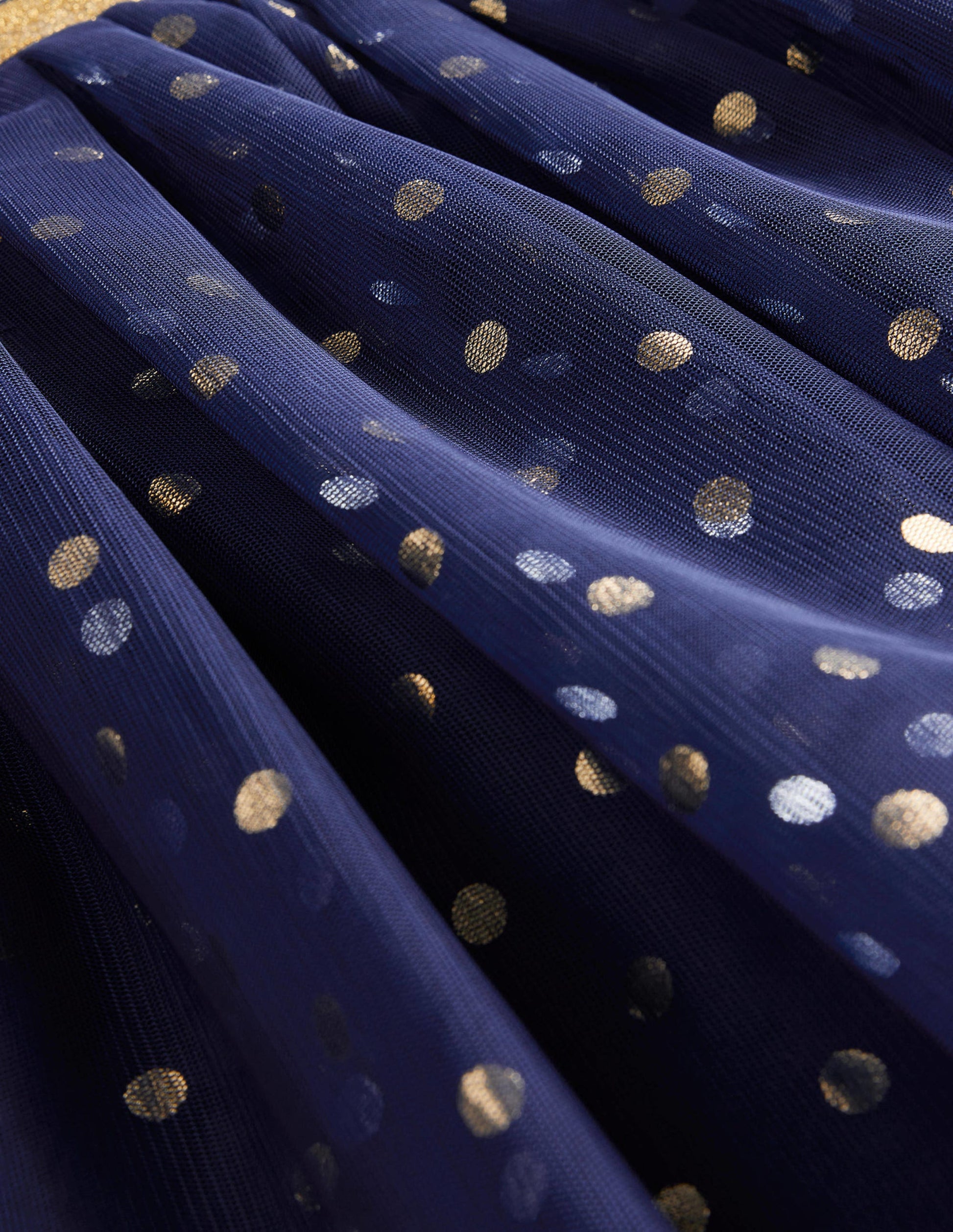 Tulle Metallic Midi Skirt-College Navy-3