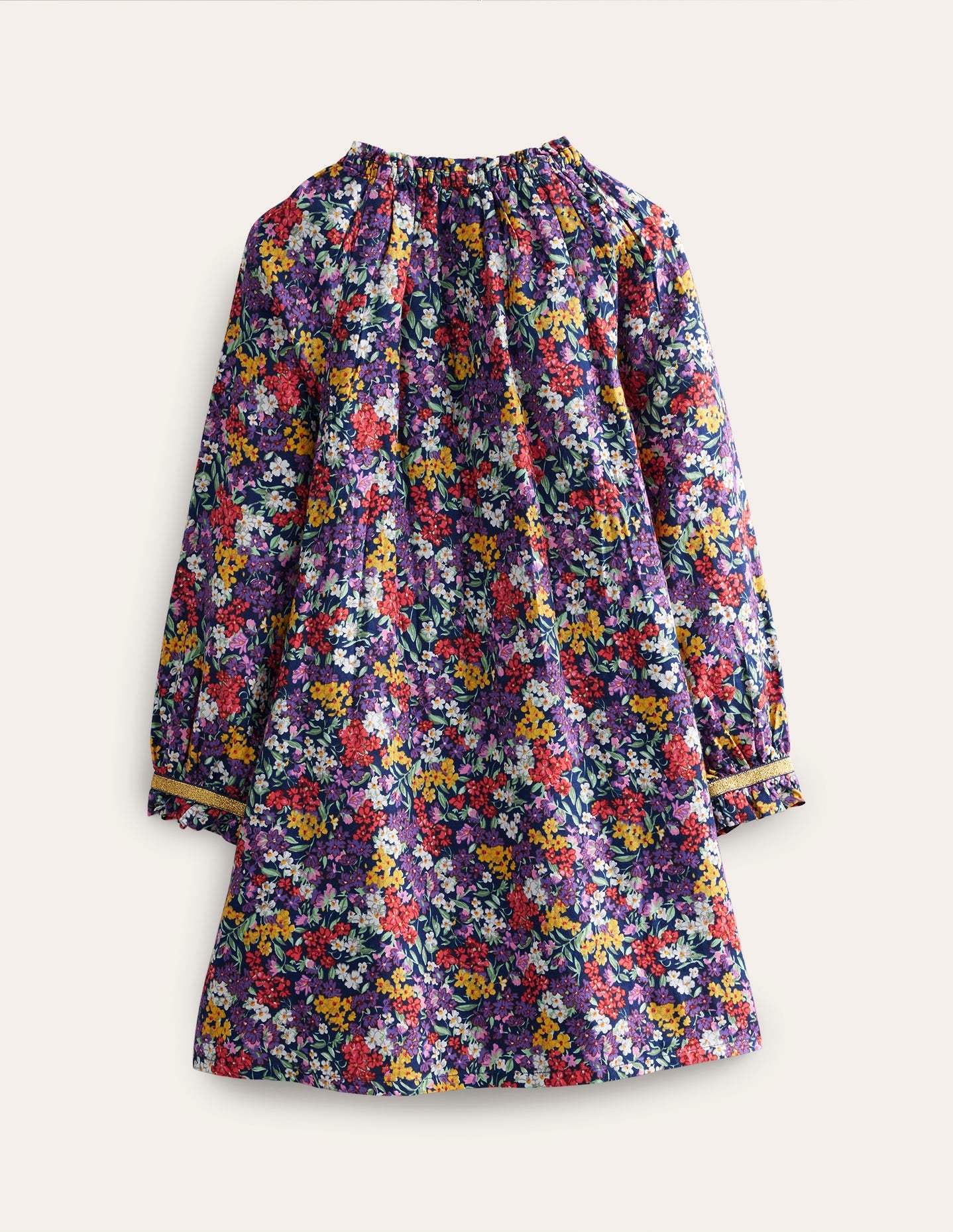 Gathered Neck woven dress-Multi Bloom - Image 2