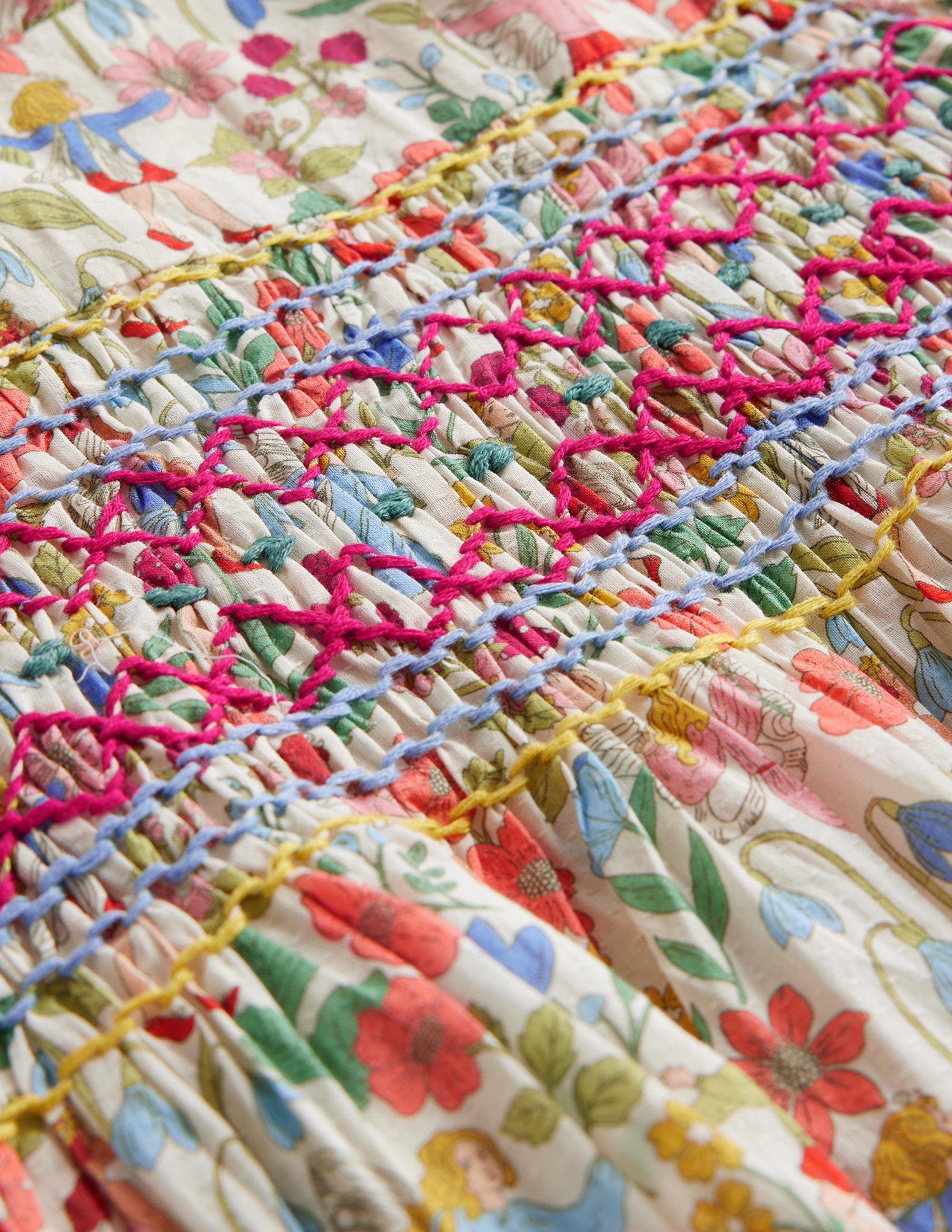 Printed Smocked Dress-Vanilla Fairies - Image 3
