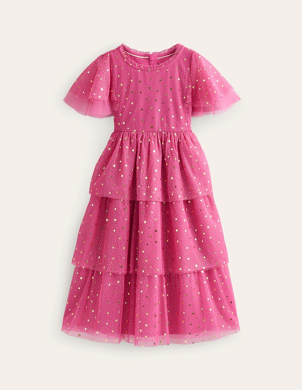 Foil Star Tulle Dress-Sweet William Pink - Image 1