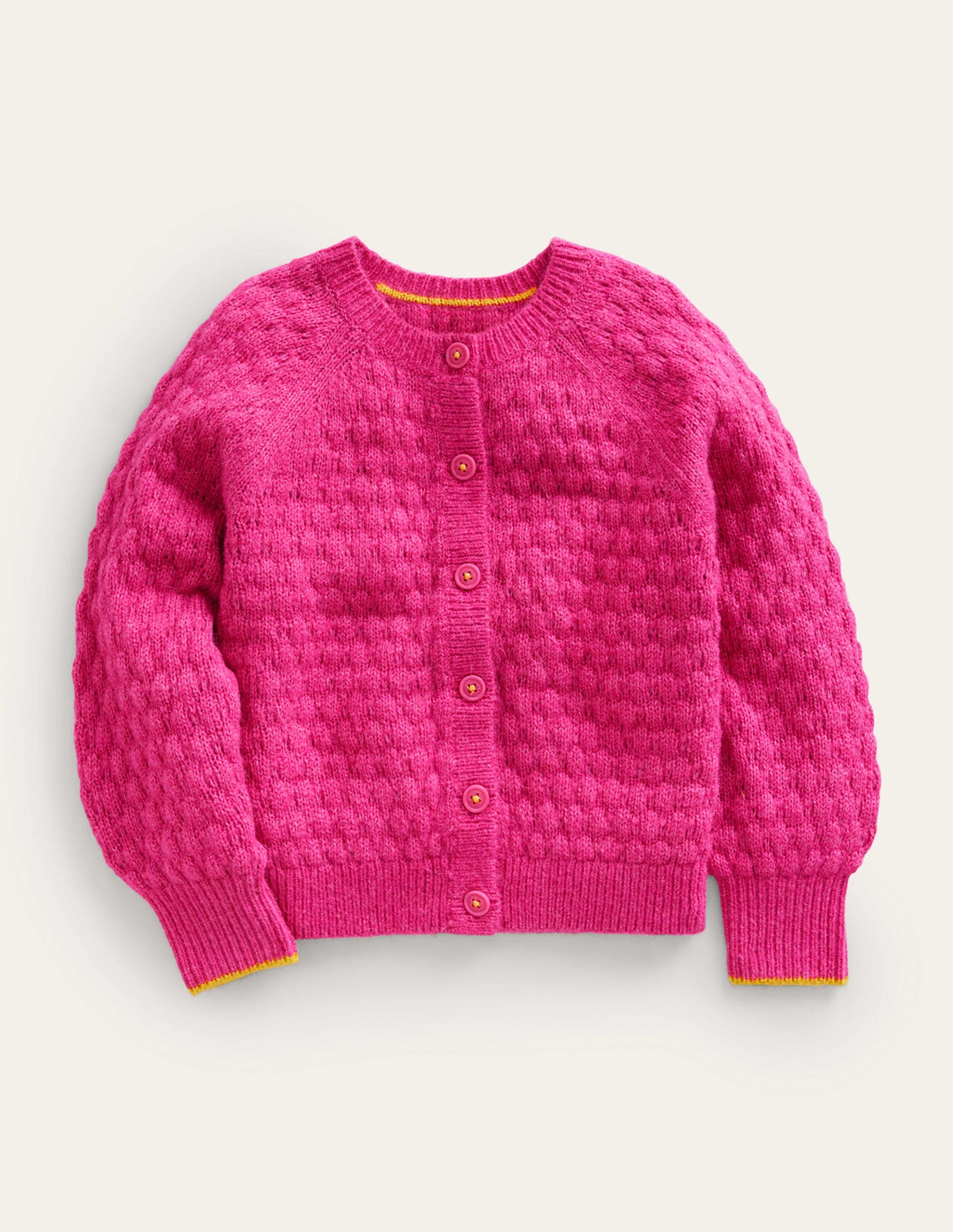 Bobble Stitch Cardigan-Mid Pink - Image 1