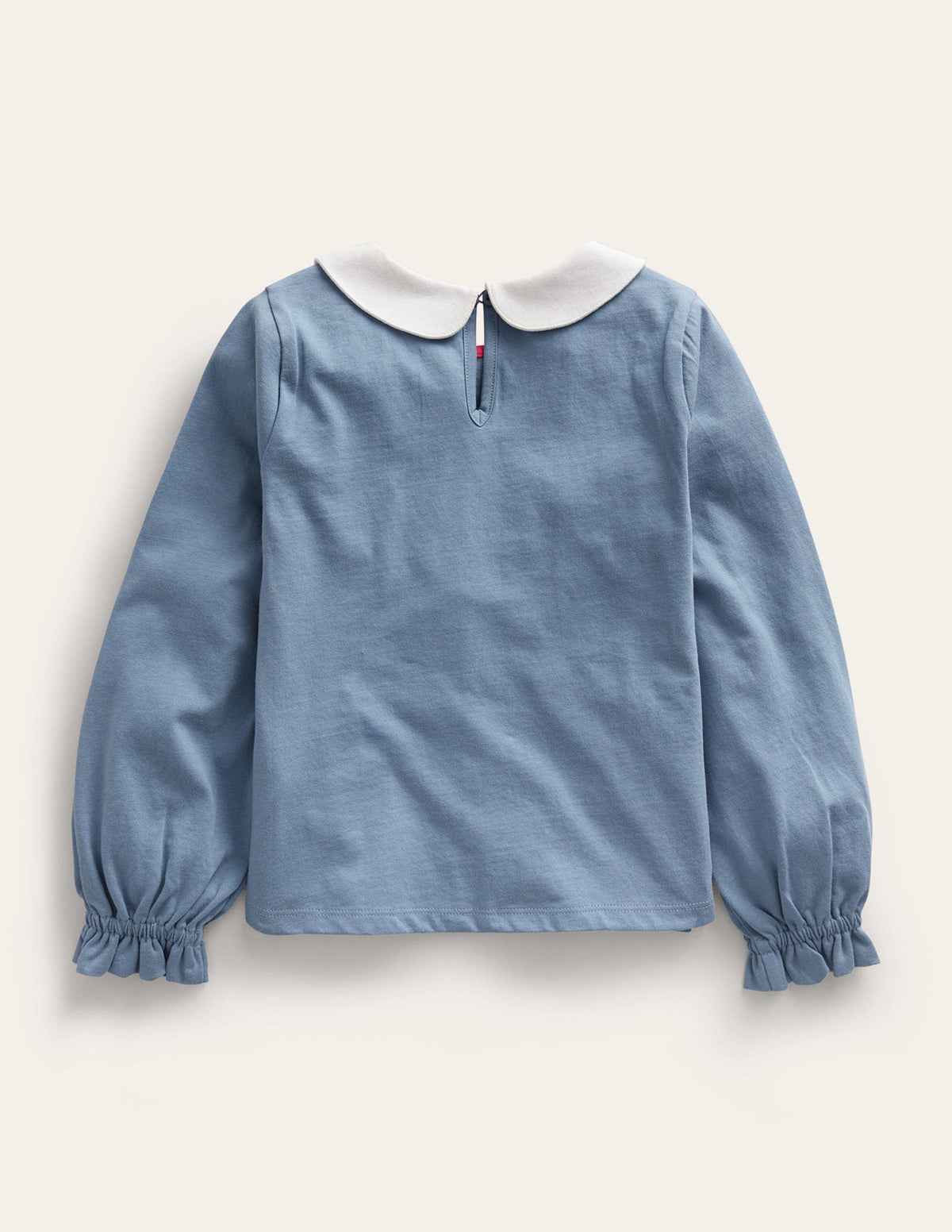 Collared Jersey Top-Pale Blue Flower-2