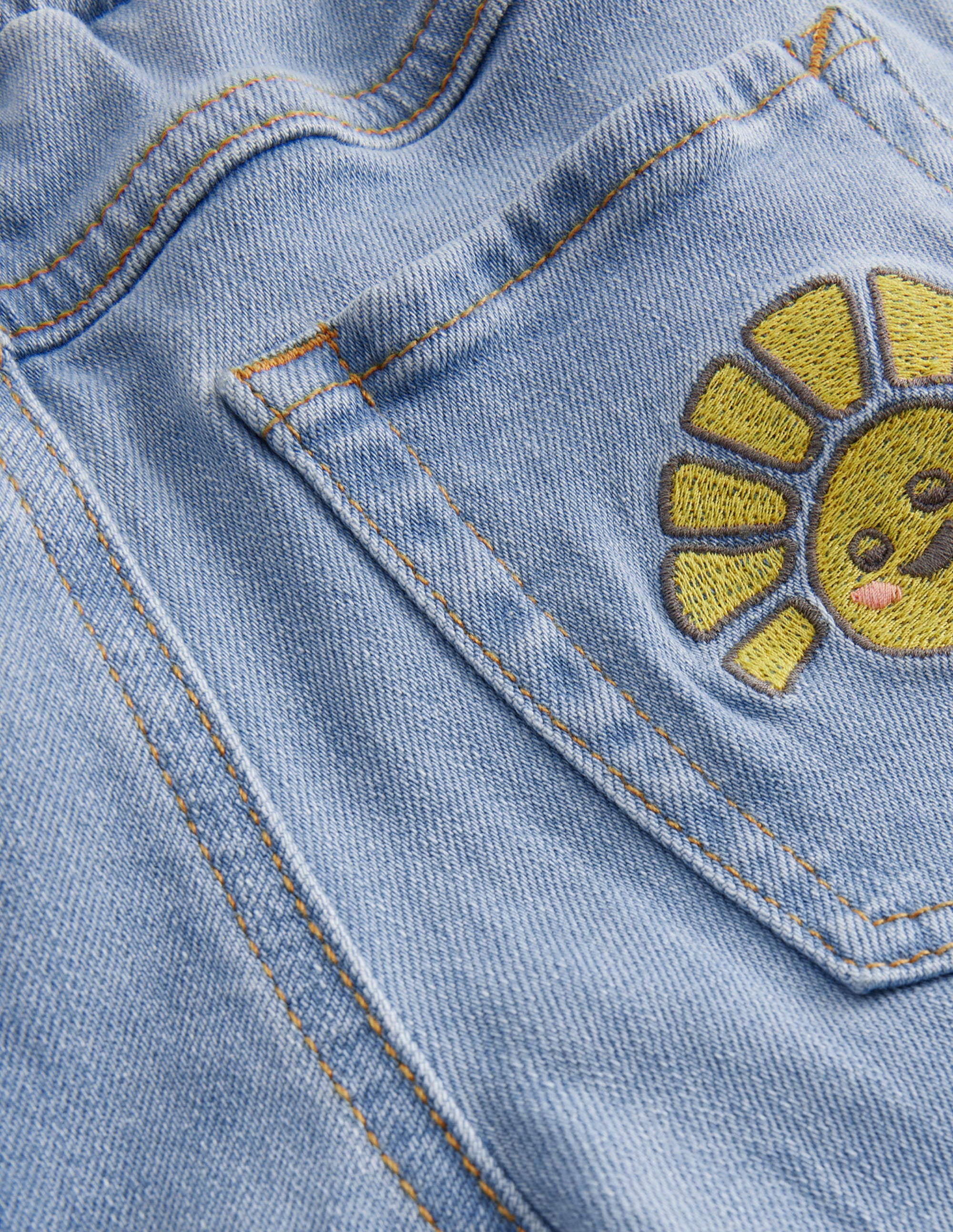 Embroidered Pull-on Jean-Light Vintage Denim - Image 3