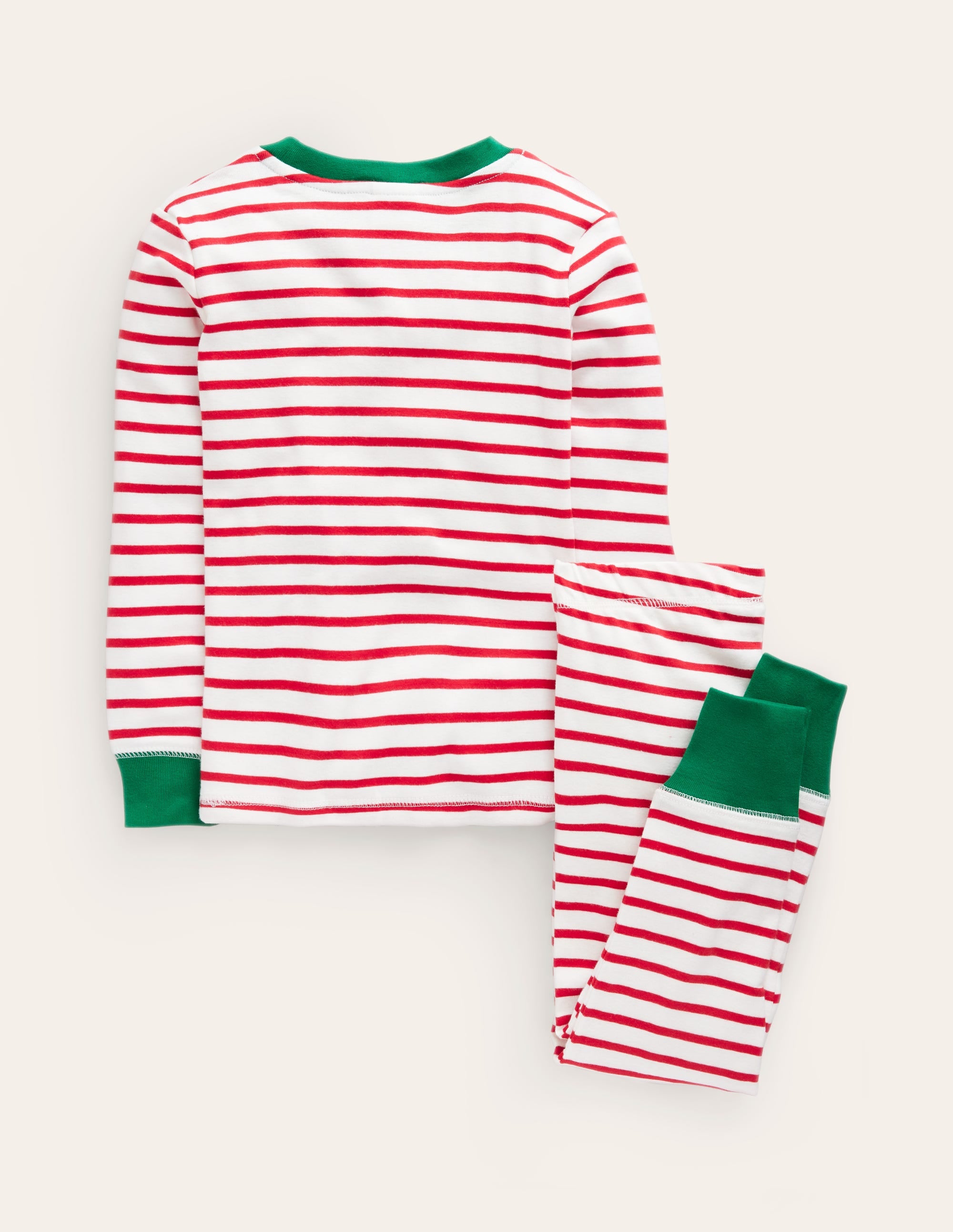 Snug Striped Long John Pajamas-Rockabilly Red/Ivory - Image 2