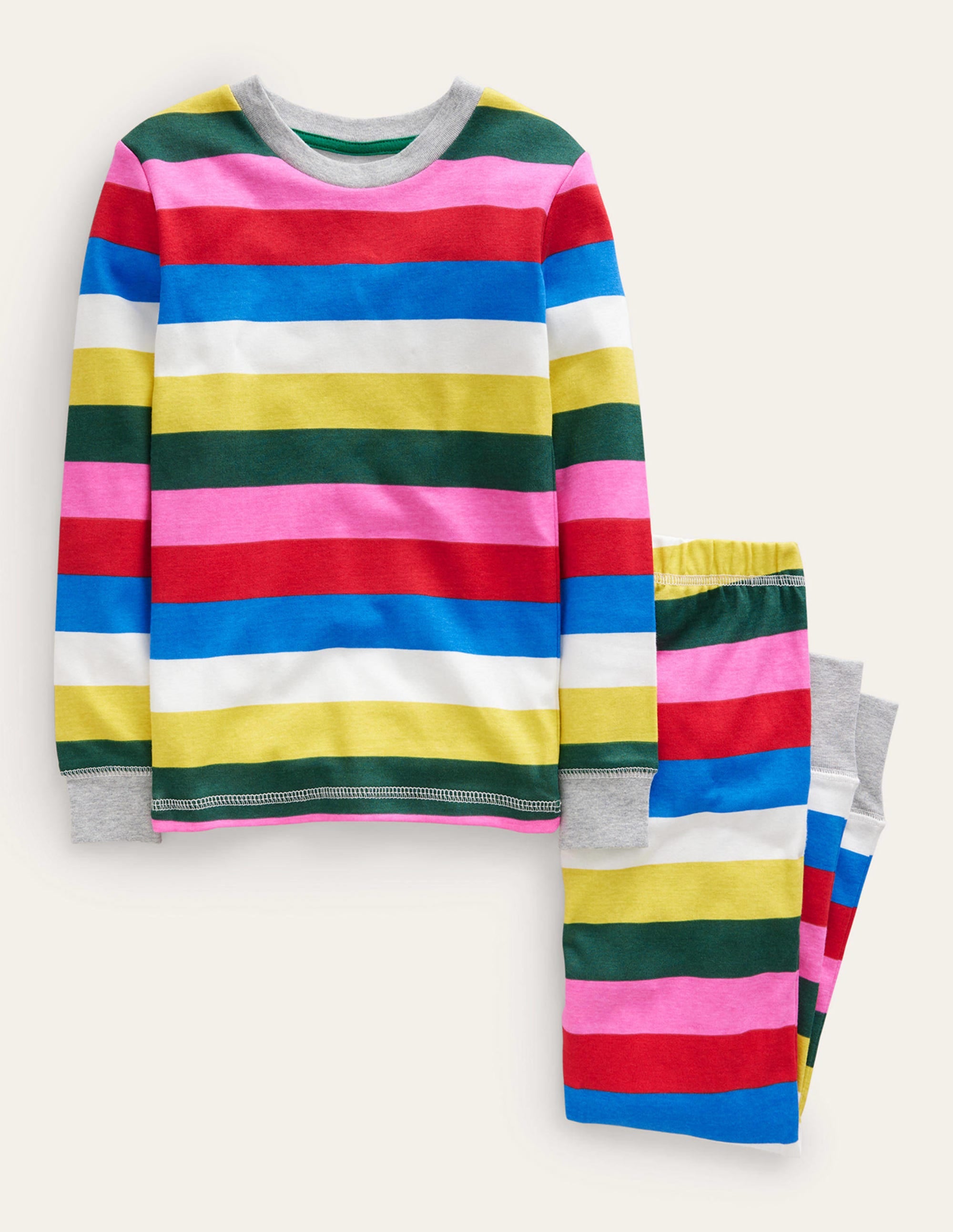 Snug Striped Long John Pajamas-Multi - Image 1