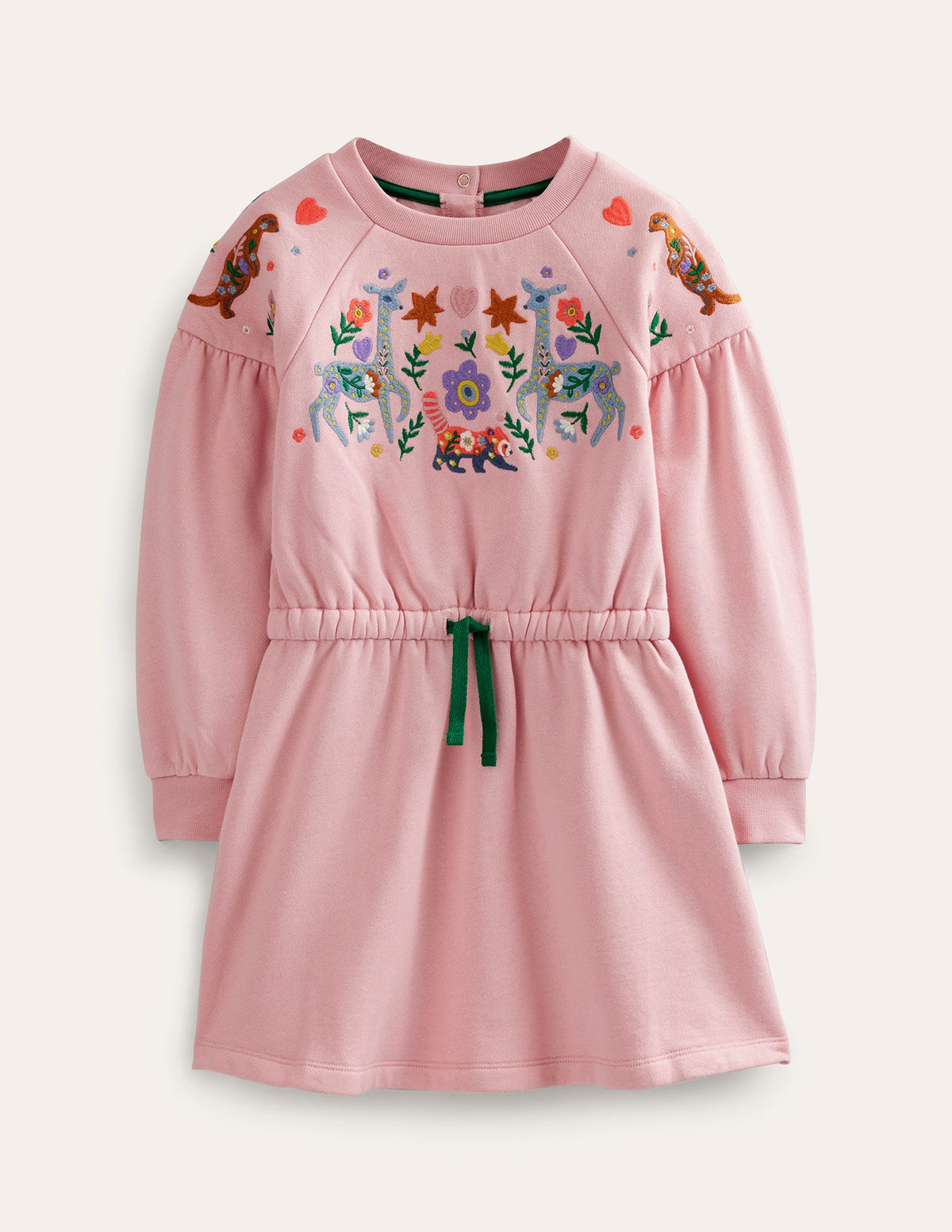 Embroidered Sweatshirt Dress-Boto Pink Animals - Image 1