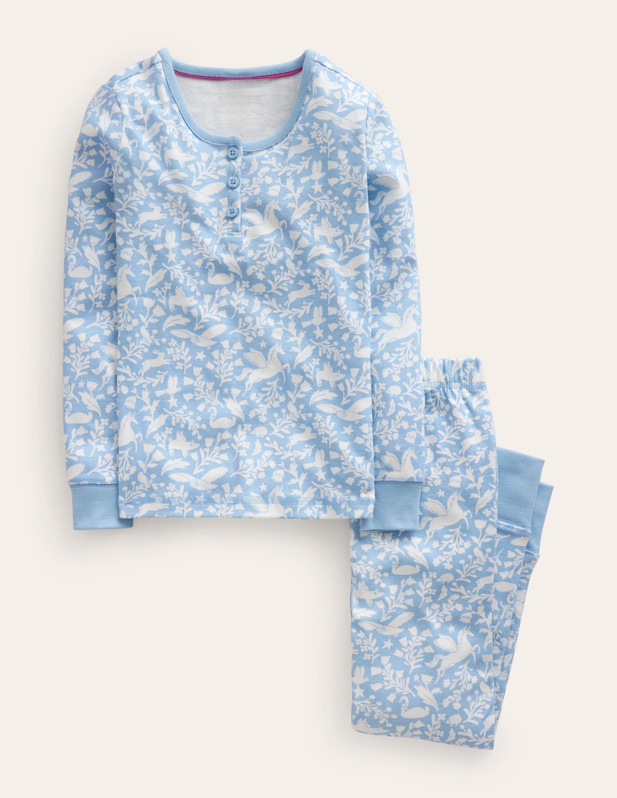 Snug Henley Pajama Set-Ice Blue Pets - Image 1