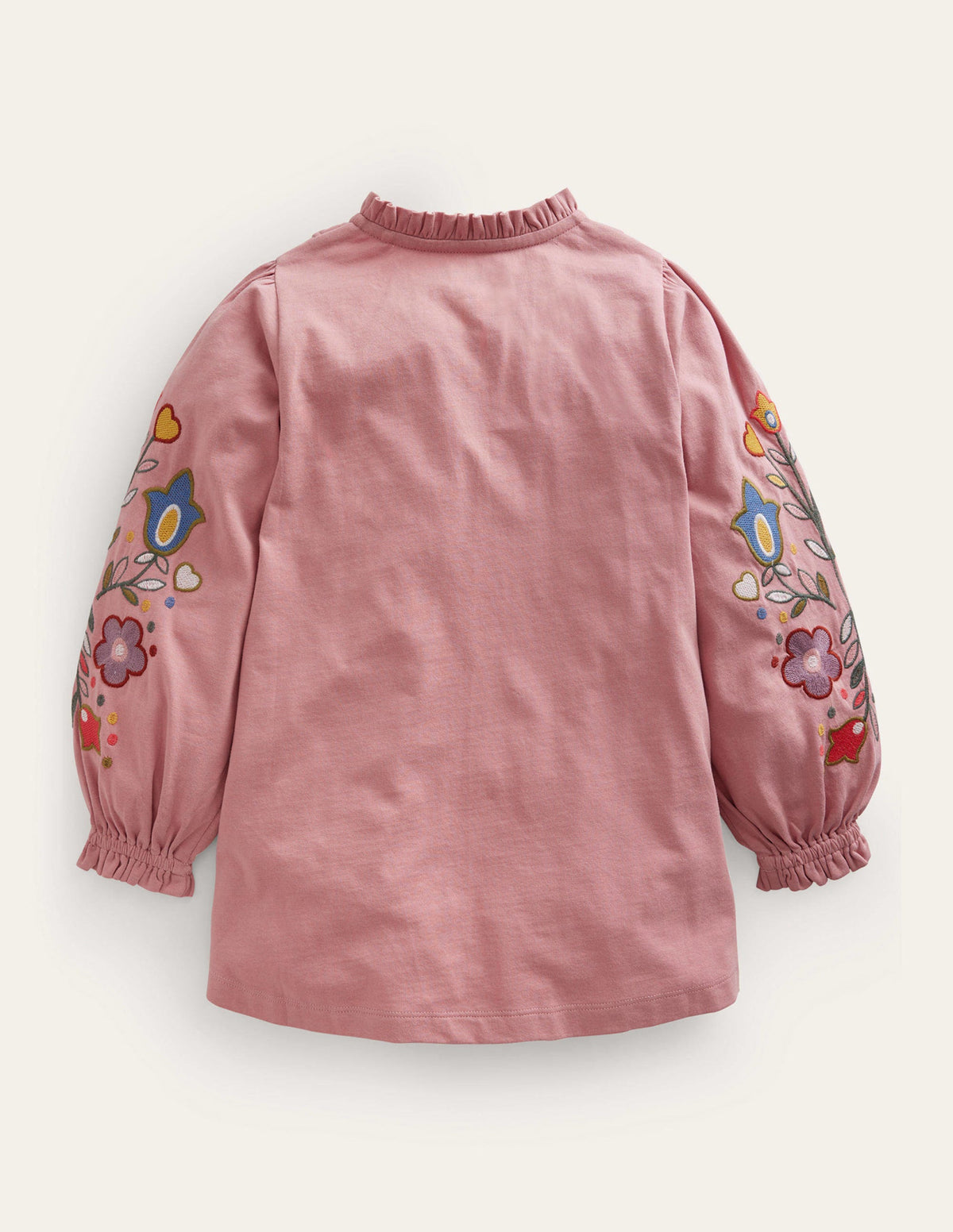 Embroidered Sleeve Tunic-Almond Pink Floral - Image 2