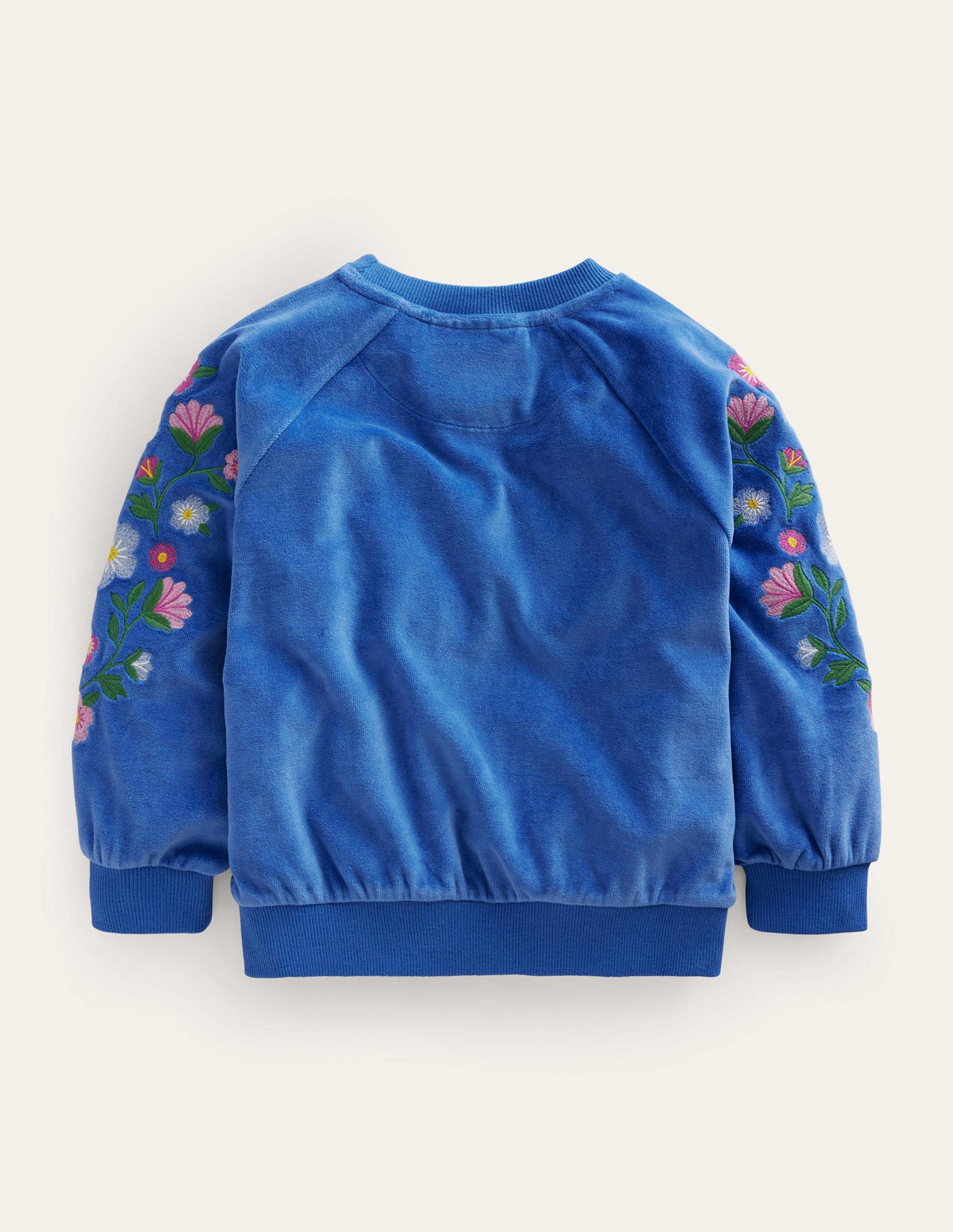 Embroidered Velour Sweat-Delft Blue Floral-2