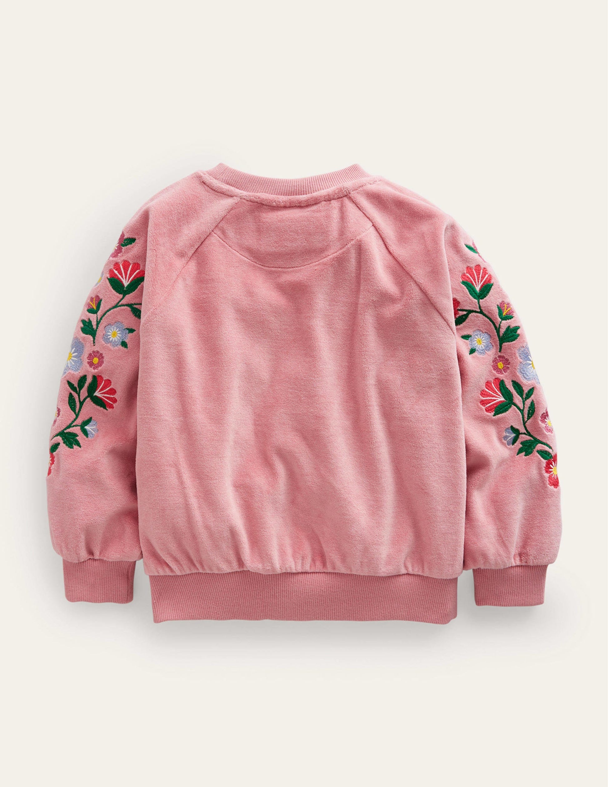 Embroidered Velour Sweat-Almond Pink Floral-2
