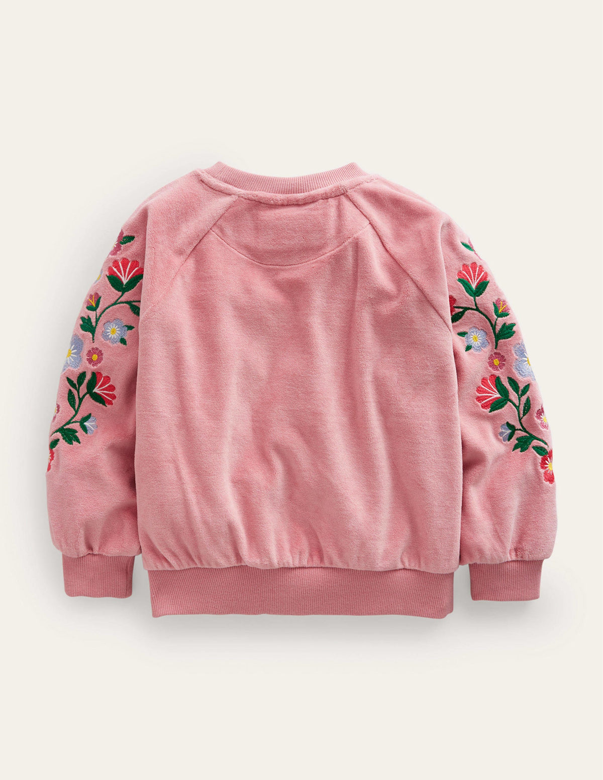 Embroidered Velour Sweat-Almond Pink Floral - Image 2