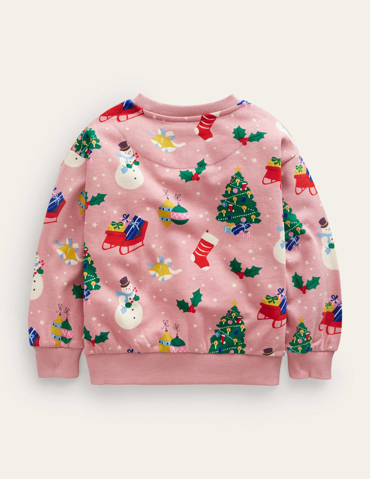 Relaxed Printed Sweatshirt-Almond Pink Festive - Image 2