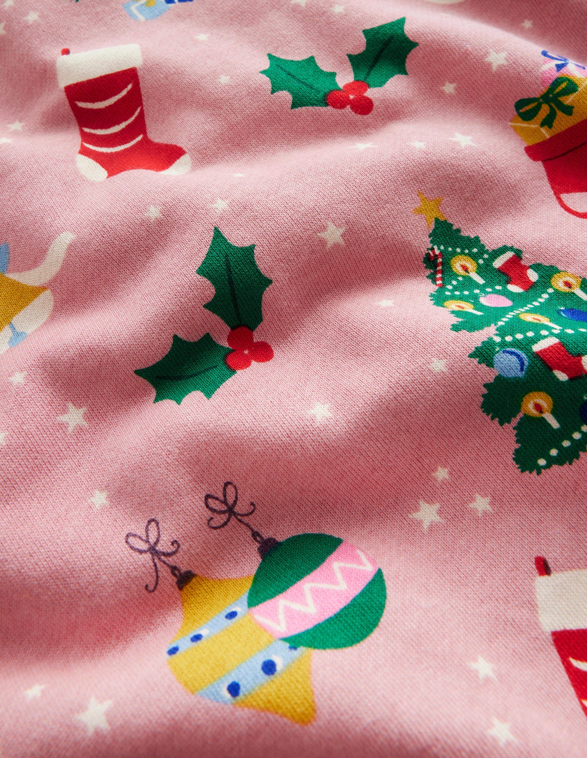 Relaxed Printed Sweatshirt-Almond Pink Festive-3