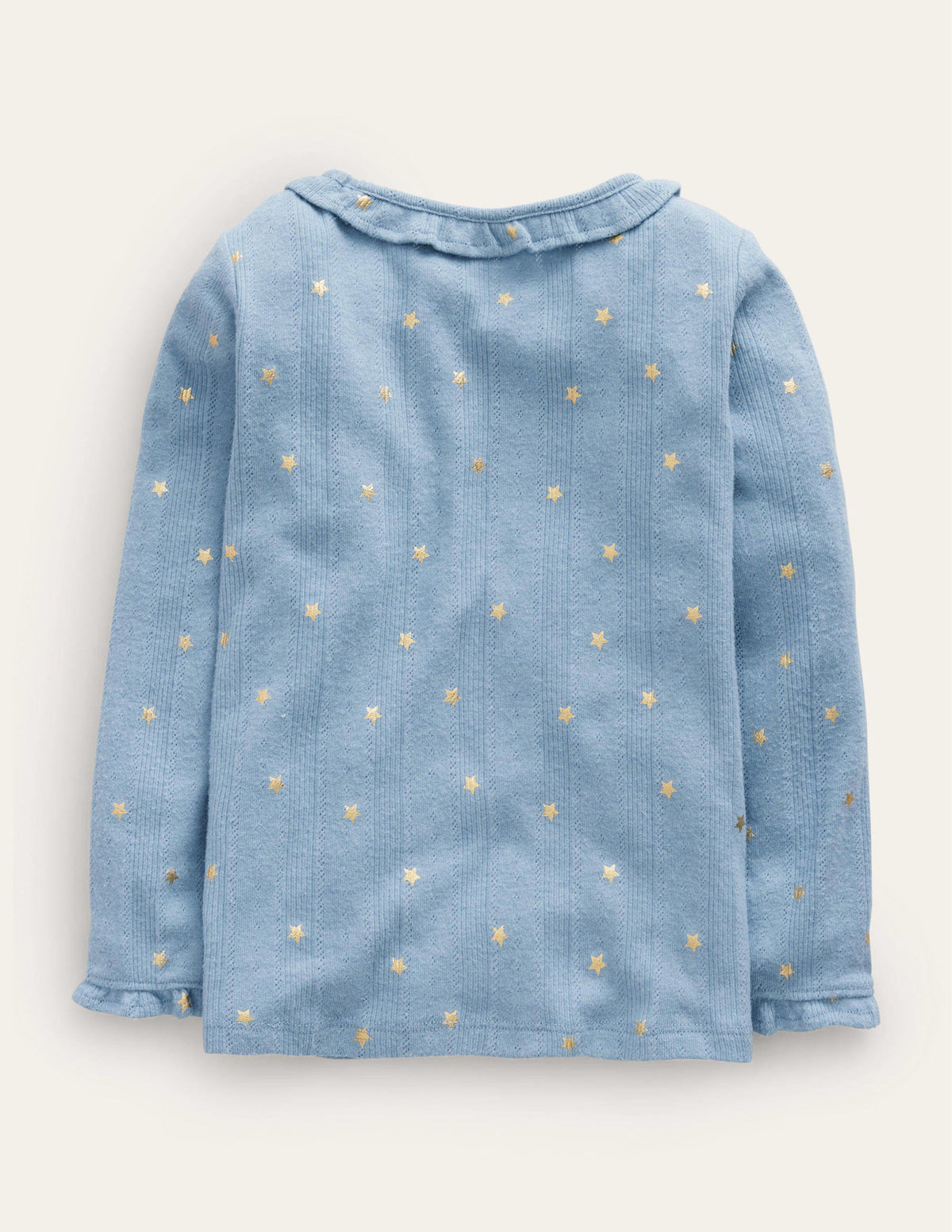 Ruffle Sparkle Pointelle-Pebble Blue Gold Star - Image 2