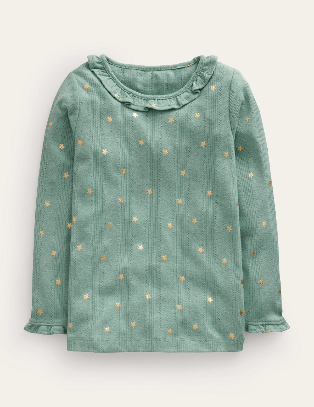 Ruffle Sparkle Pointelle-Green Smoke Confetti Star-1