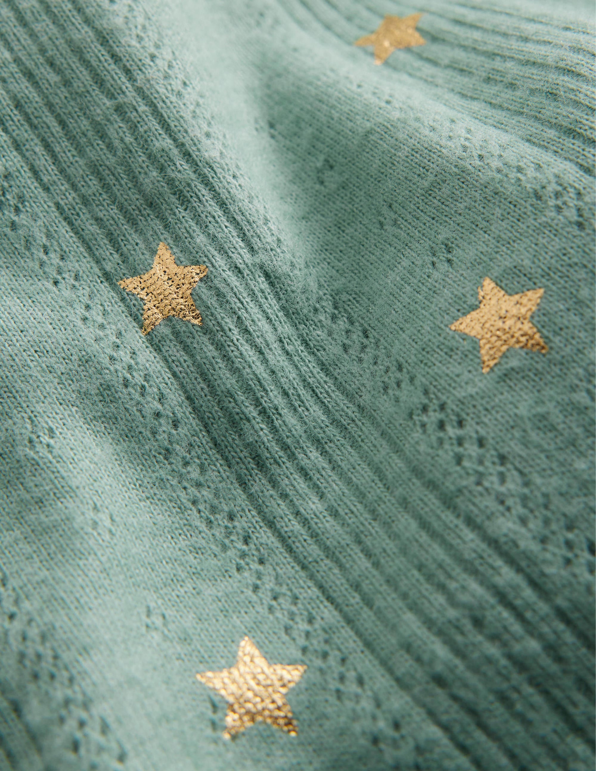 Ruffle Sparkle Pointelle-Green Smoke Confetti Star - Image 3