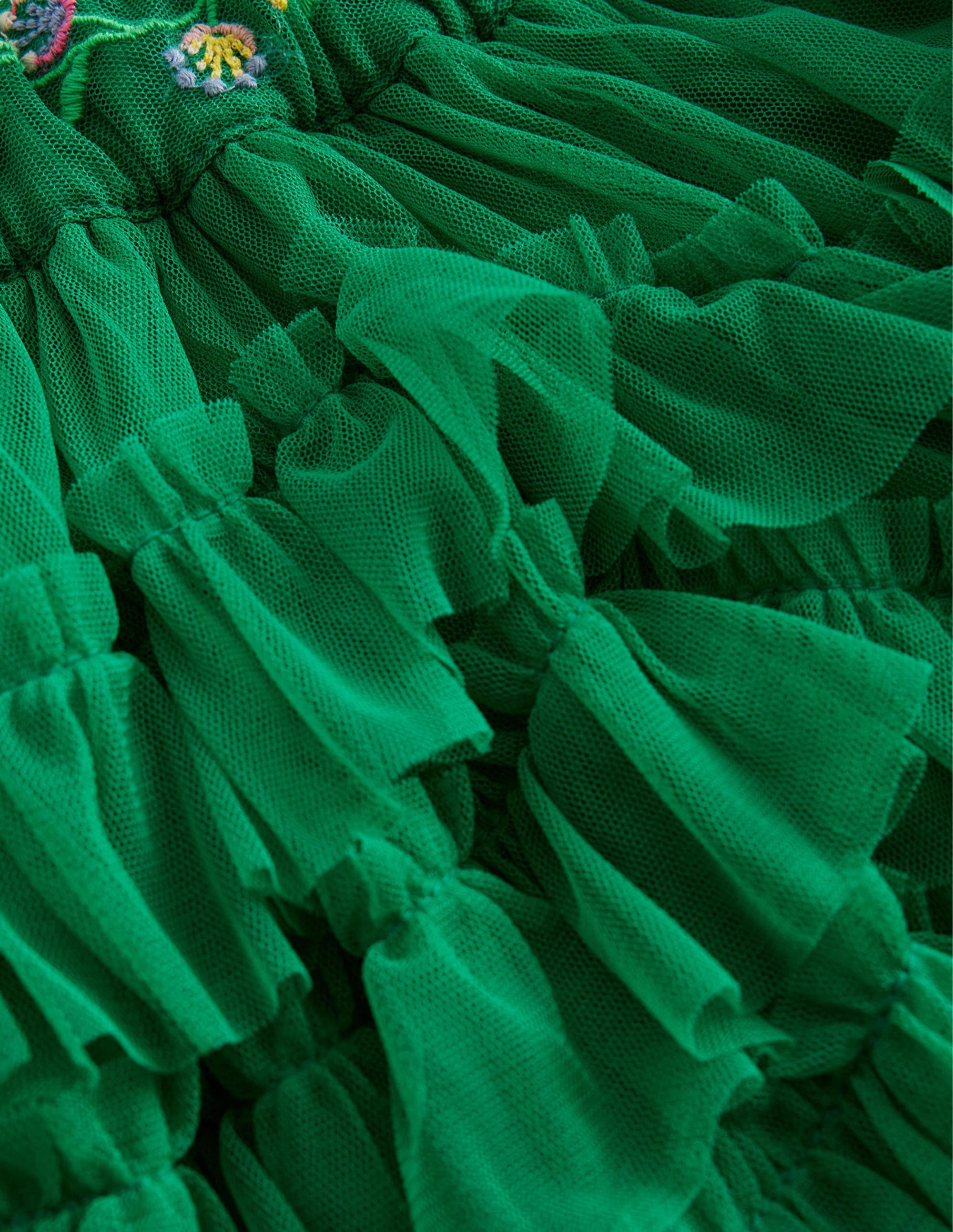 Ruffle Tulle Skirt-Veridian Green - Image 3
