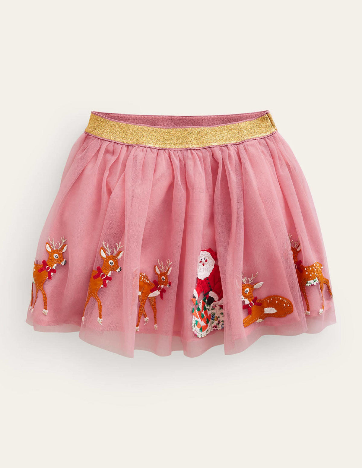 Applique Tulle Skirt-Almond Pink Sleigh - Image 1
