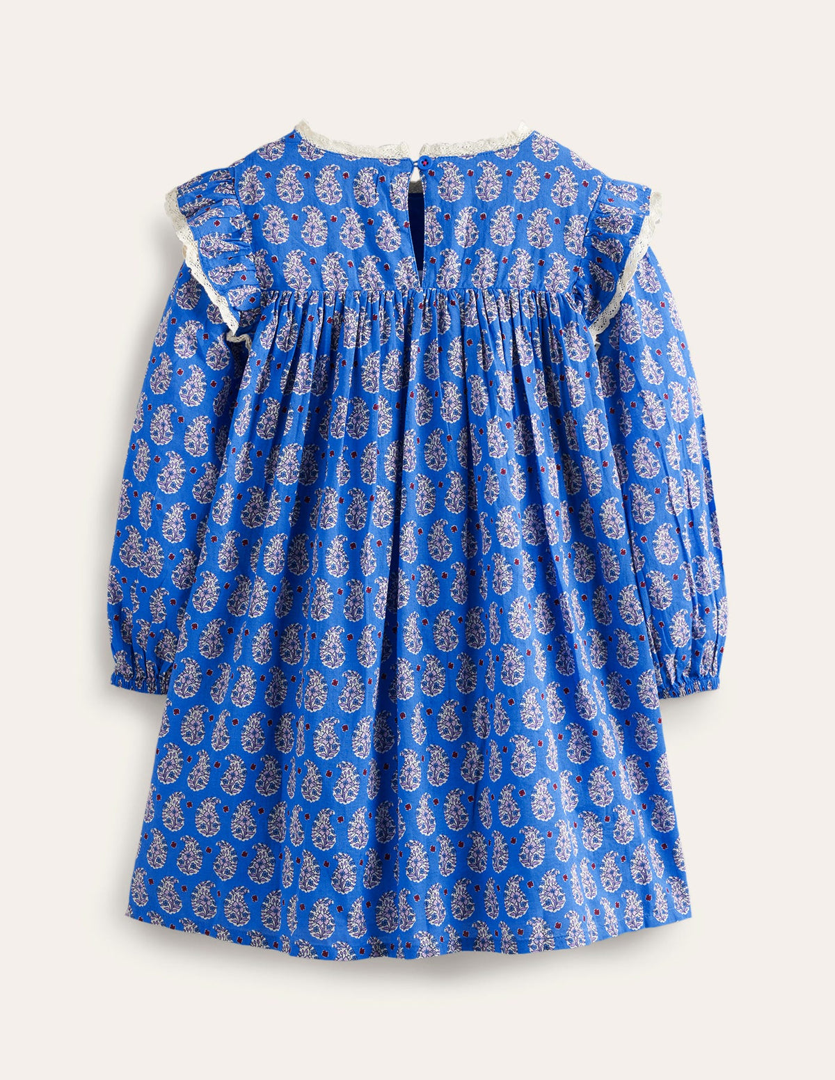 Lace Trim Printed Dress-Blue Paisley - Image 2
